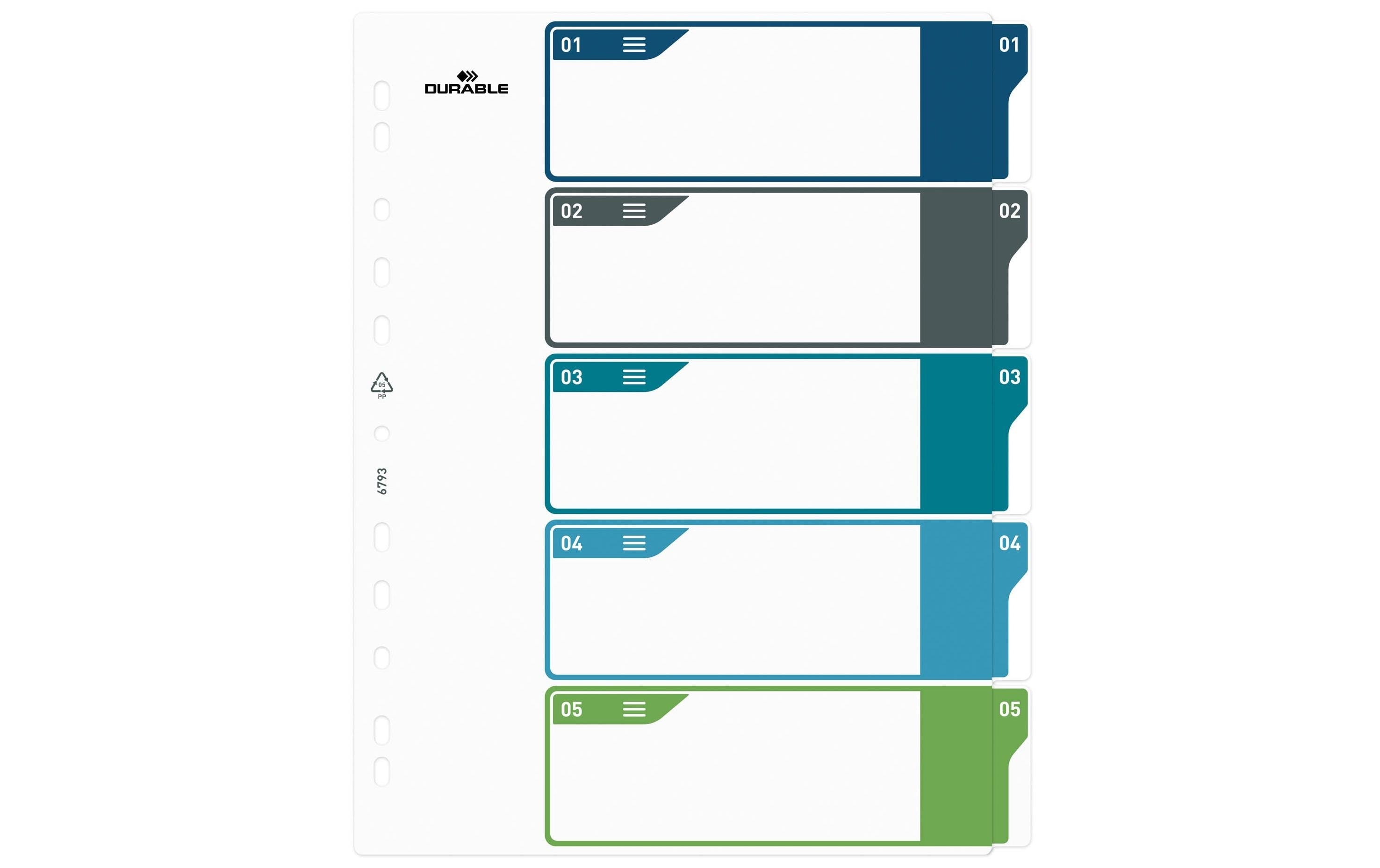 DURABLE Register A4+, 1-5, 5-farbig