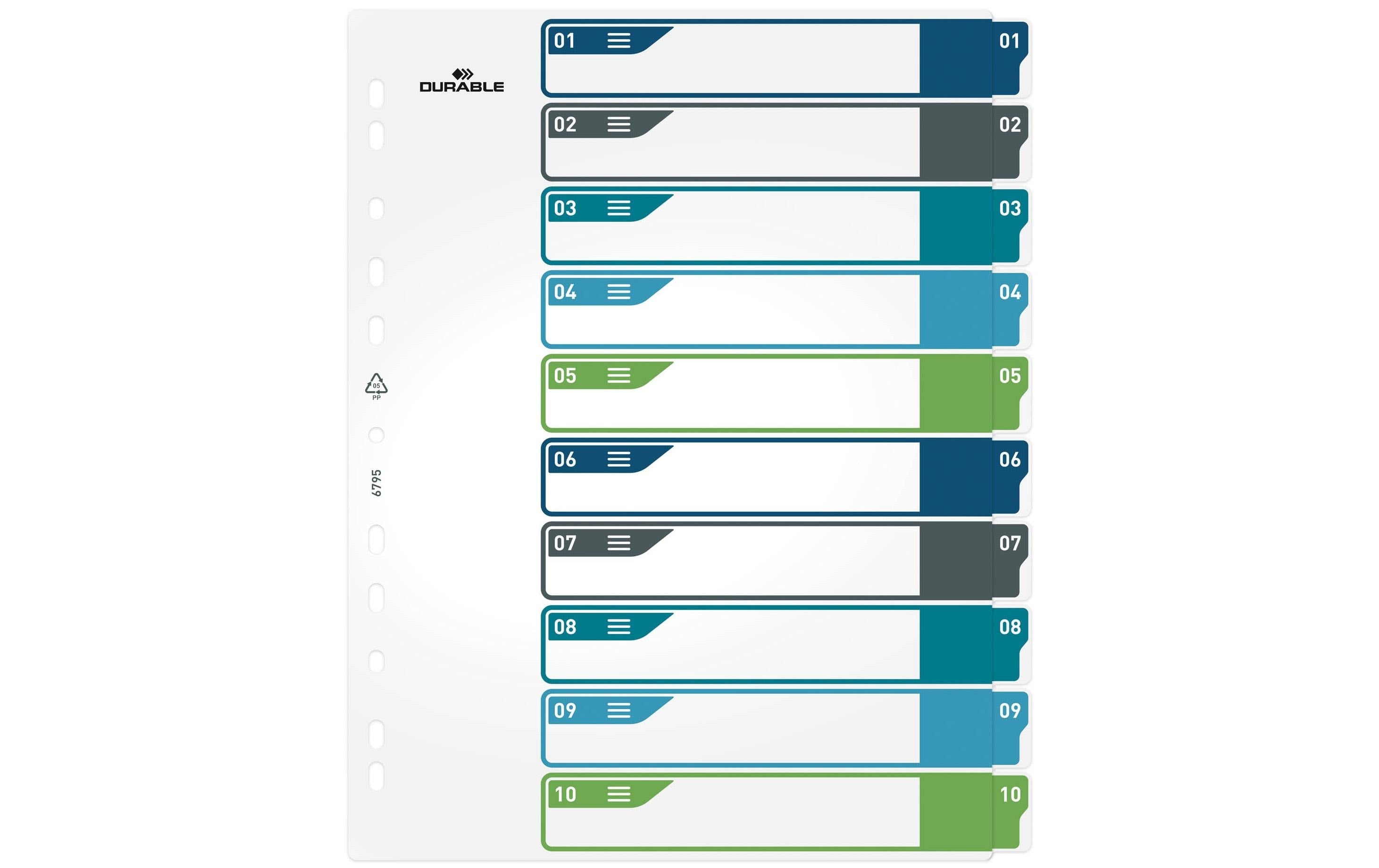 DURABLE Register A4+, 1-10, 5-farbig