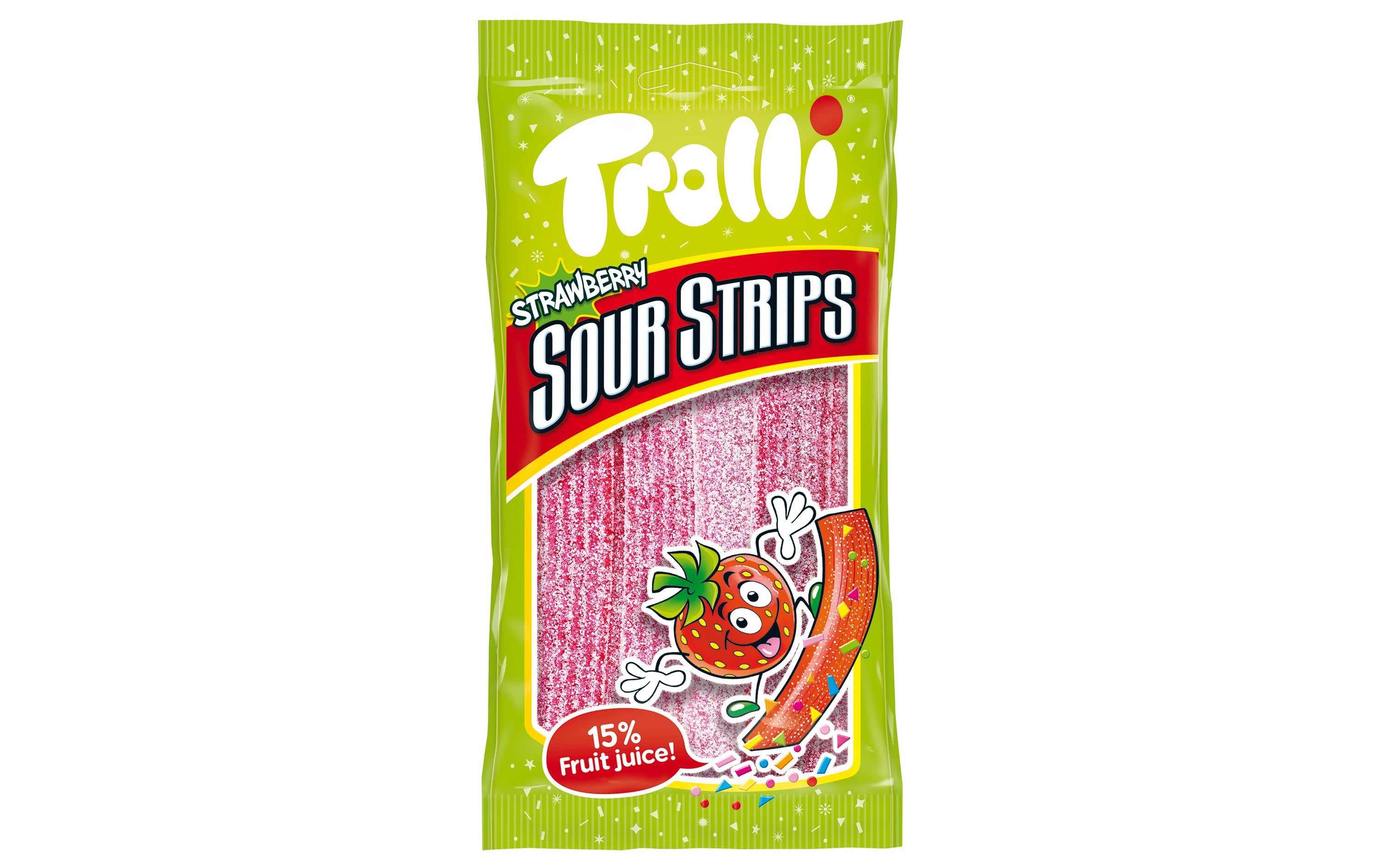 Trolli Gummibonbons Strawberry Sour Strips 85 g