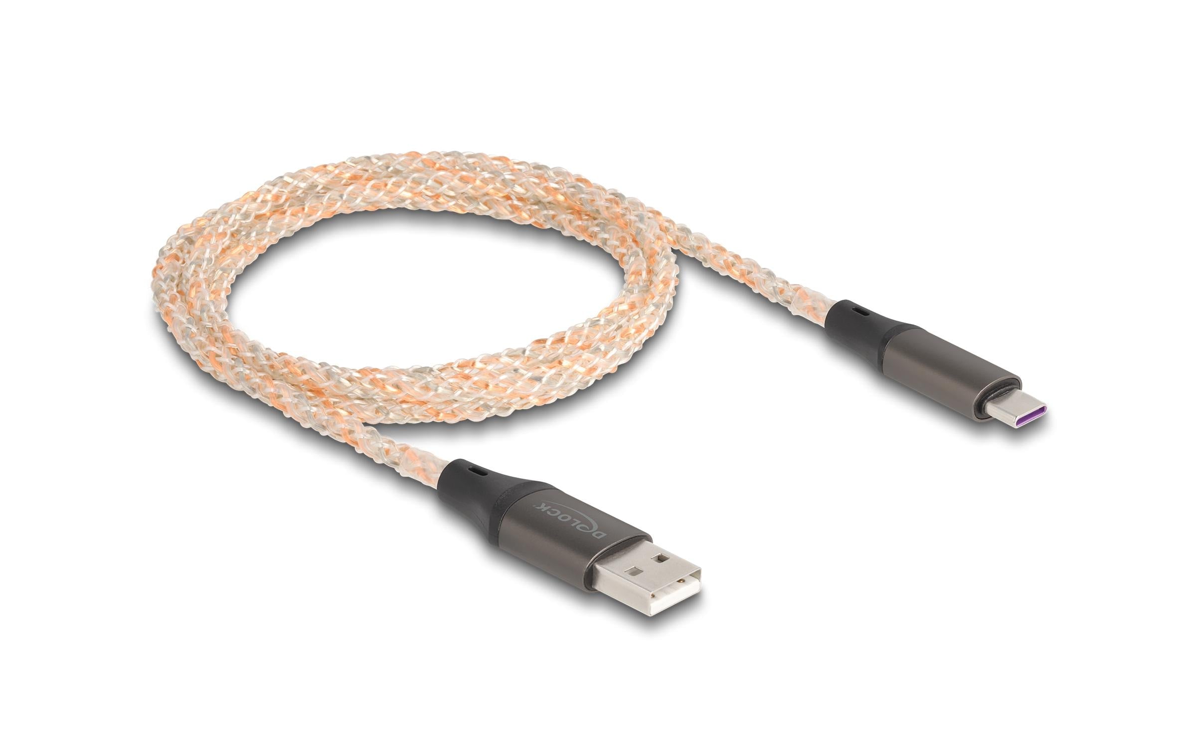 Delock USB 2.0-Kabel mit RGB Beleuchtung USB A - USB C 1 m