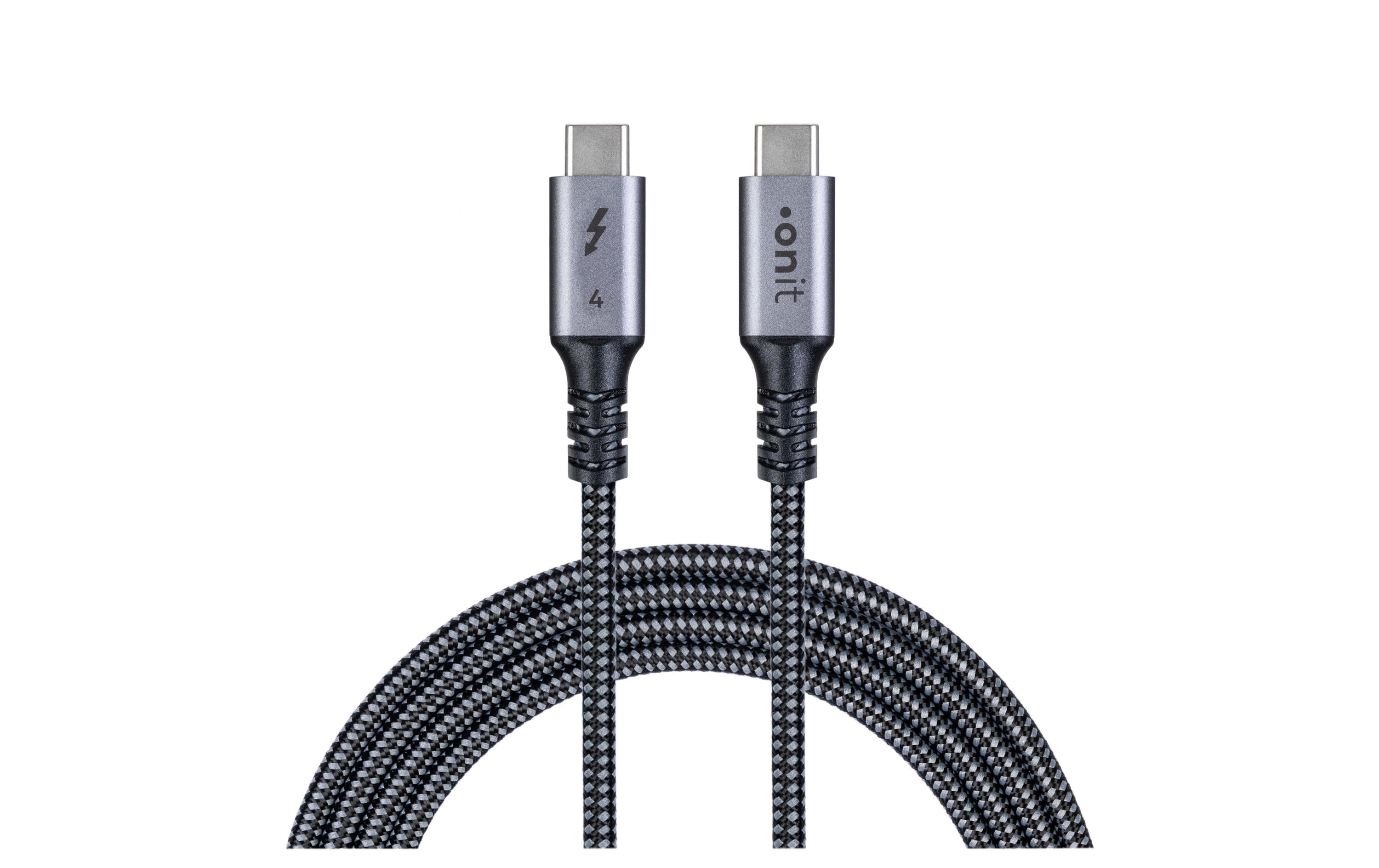 onit Thunderbolt 4-Kabel USB C - USB C 2 m, Grau/Schwarz