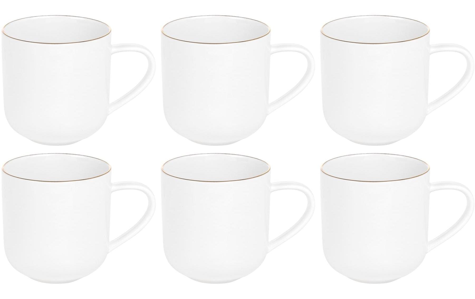 FURBER Tasse 400 ml, 6 Stück, Weiss/Gold
