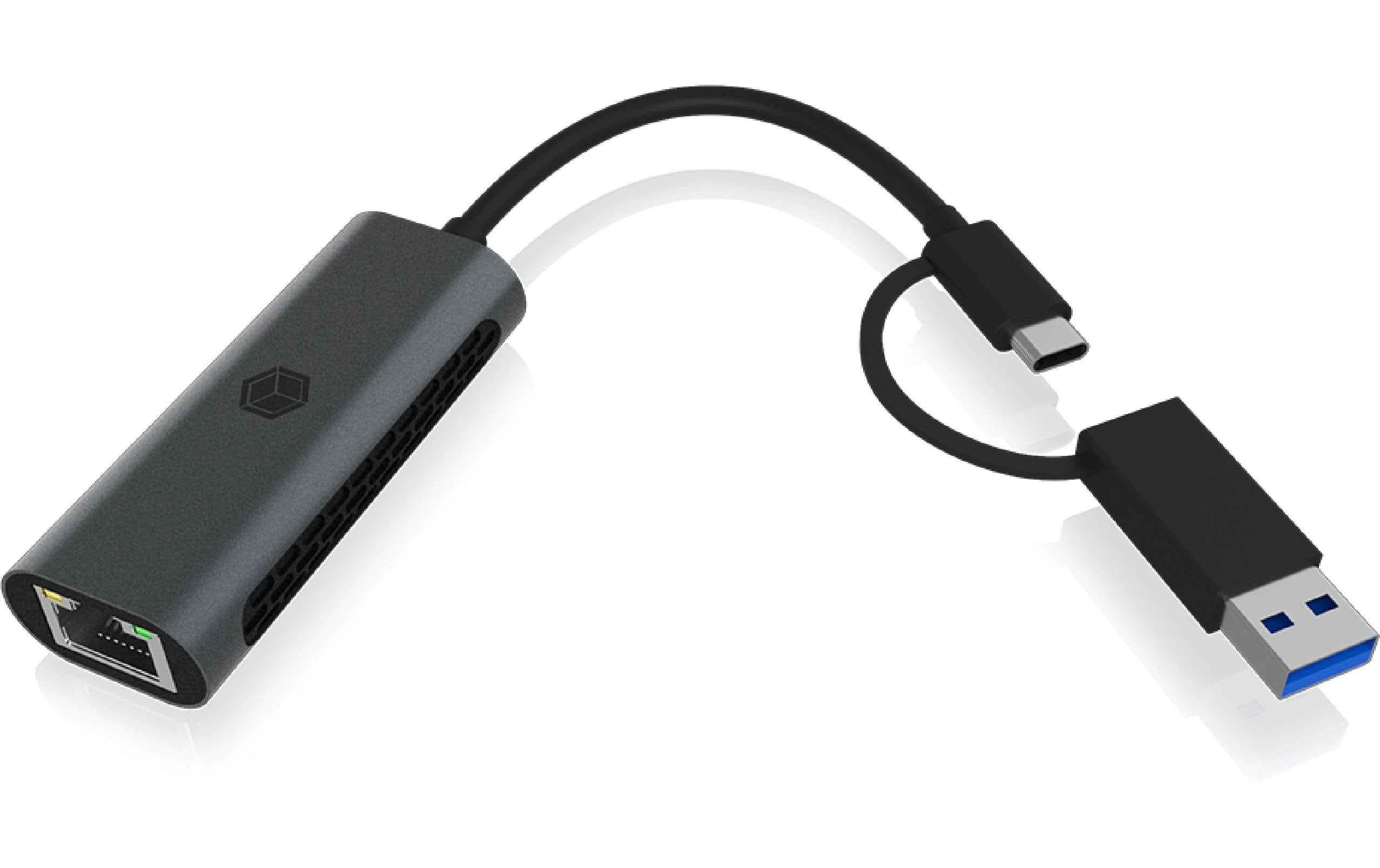 ICY BOX Netzwerk-Adapter IB-LAN301-C3 USB Typ-A/USB Typ-C
