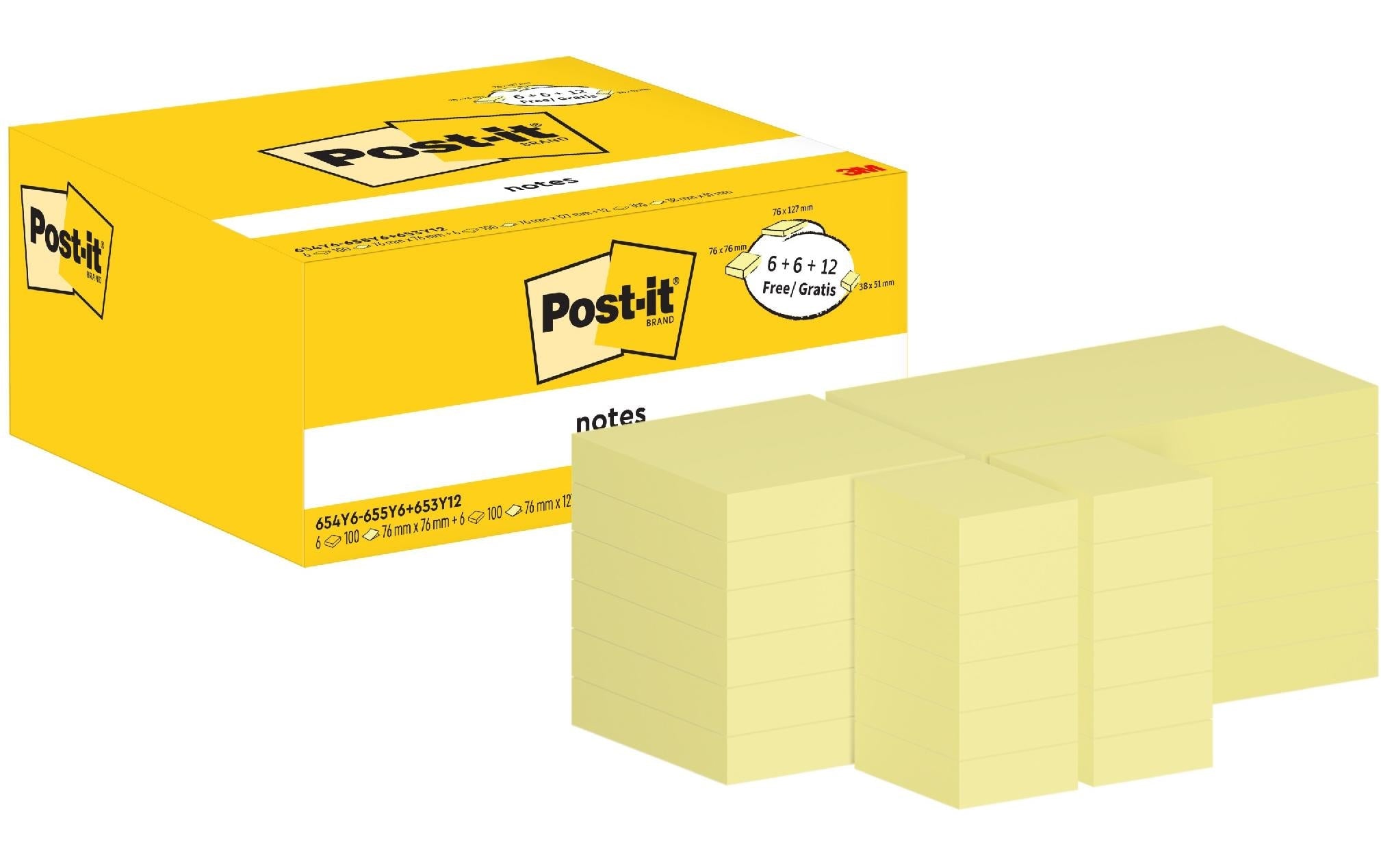 Post-it Notizzettel PEFC Vorteilspaket Gelb, 24 Blöcke