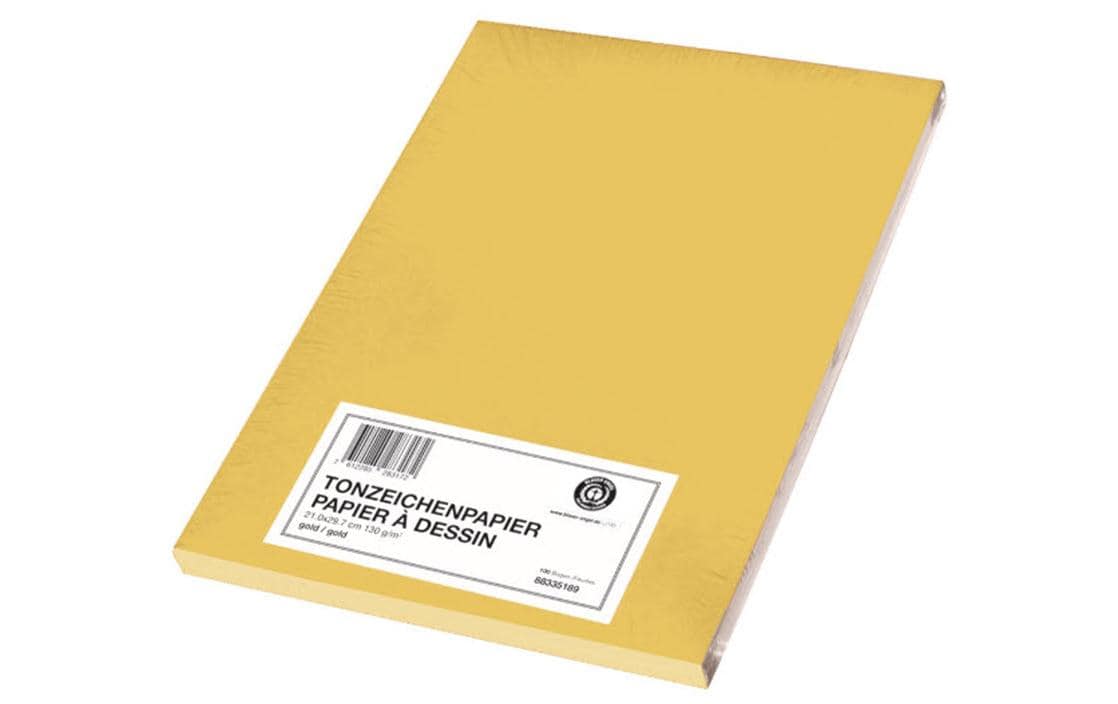 Papyrus Tonzeichenpapier A4, 130 g/m²,  100 Stück, Gold matt
