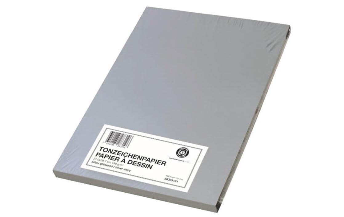 Papyrus Tonzeichenpapier A4, 130 g/m²,  100 Stück, Silber