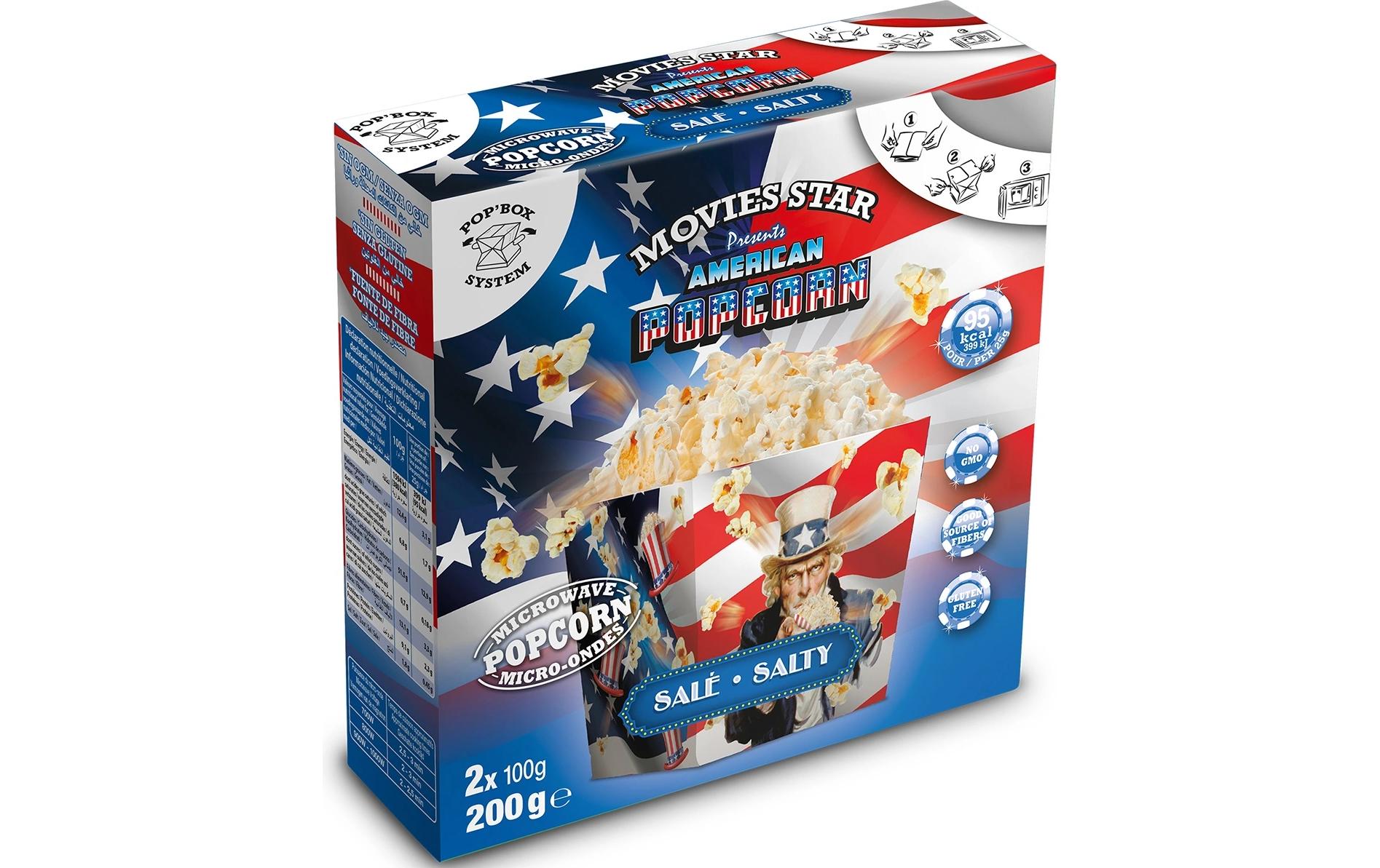 Movies Star Pop Box Mikrowellen Popcorn Salz 2 x 100 g