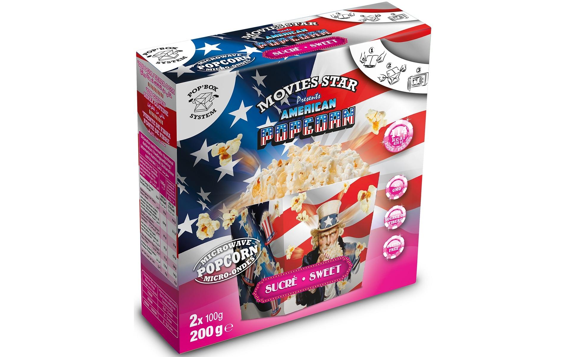 Movies Star Pop Box Mikrowellen Popcorn Zucker 2 x 100 g