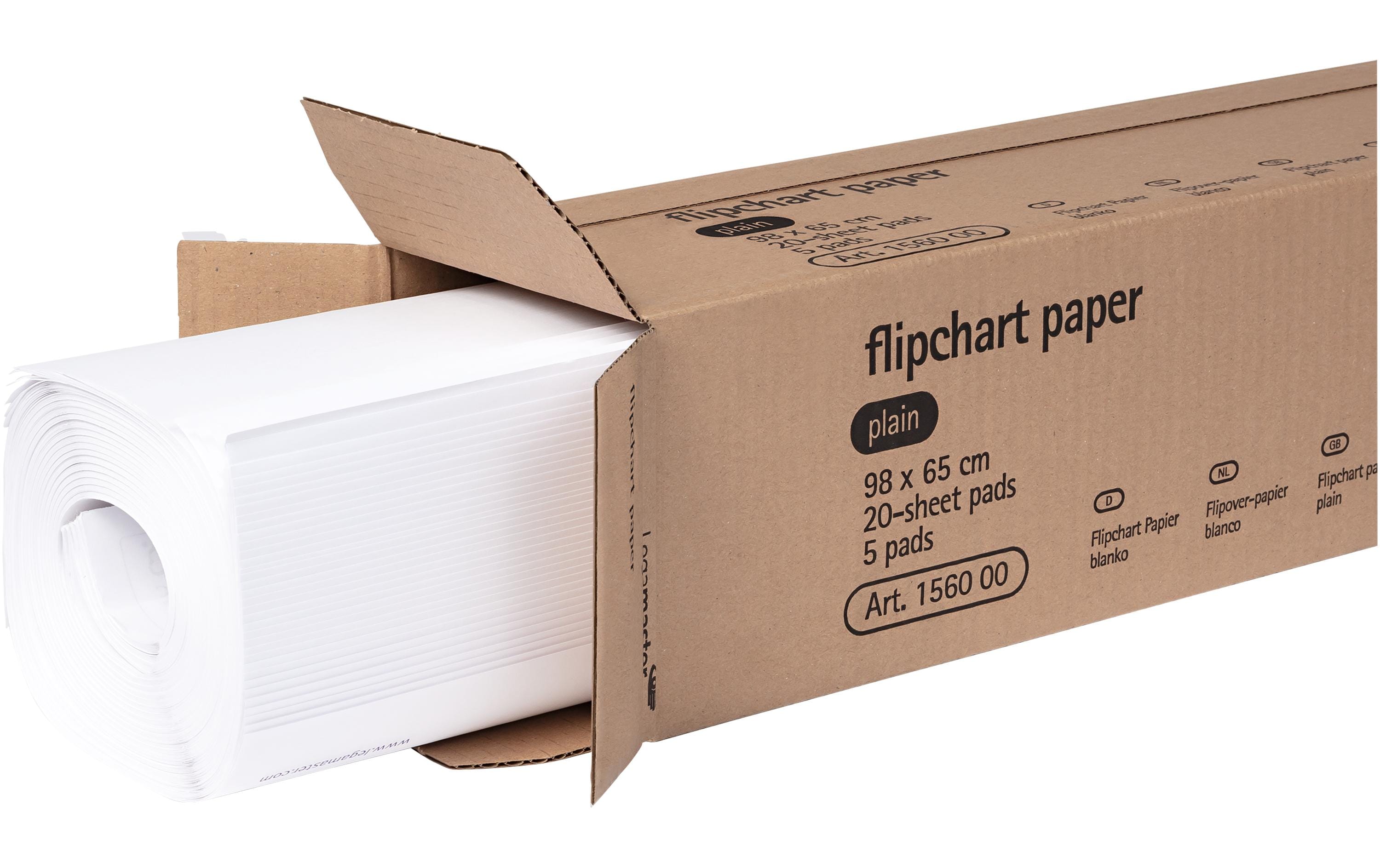 Legamaster Flipchart Papier 65 x 98 cm 20 Blatt Blanco 80 g/m², 5 Stück