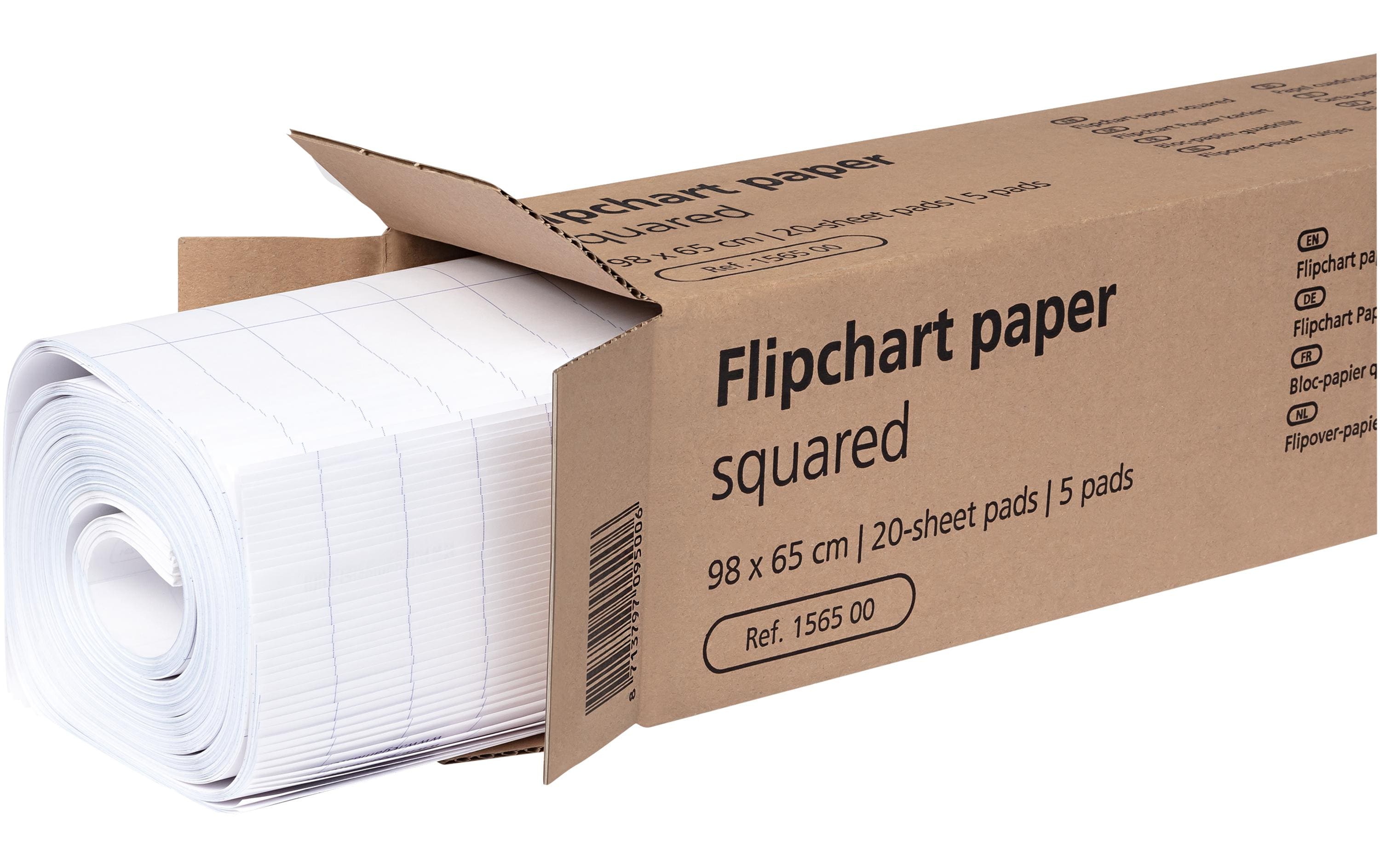Legamaster Flipchart Papier 65 x 98 cm 20 Blatt Kariert, 5 Stück