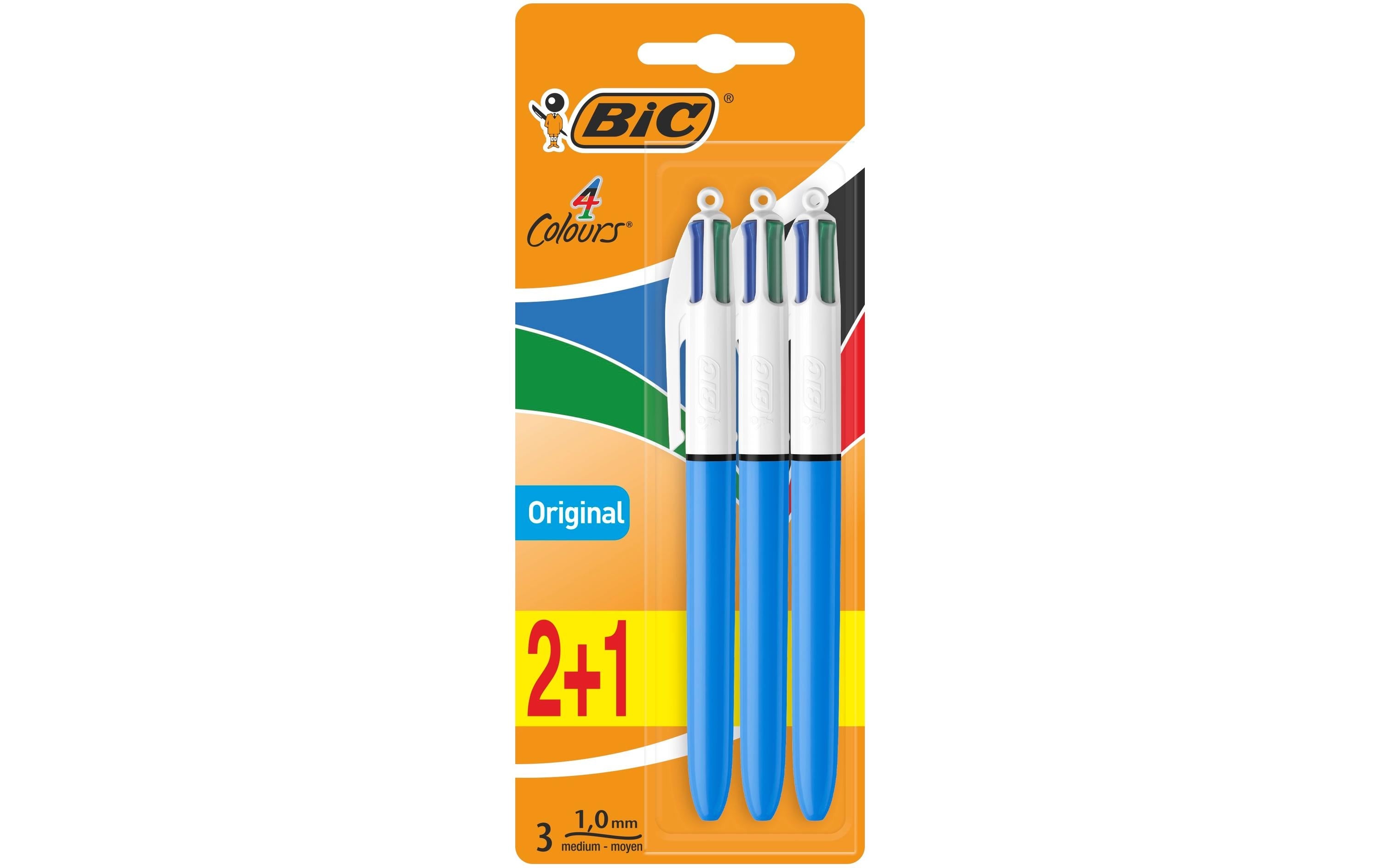 BIC Mehrfarbenkugelschreiber 4 Colours Original 3 Stk. Blau