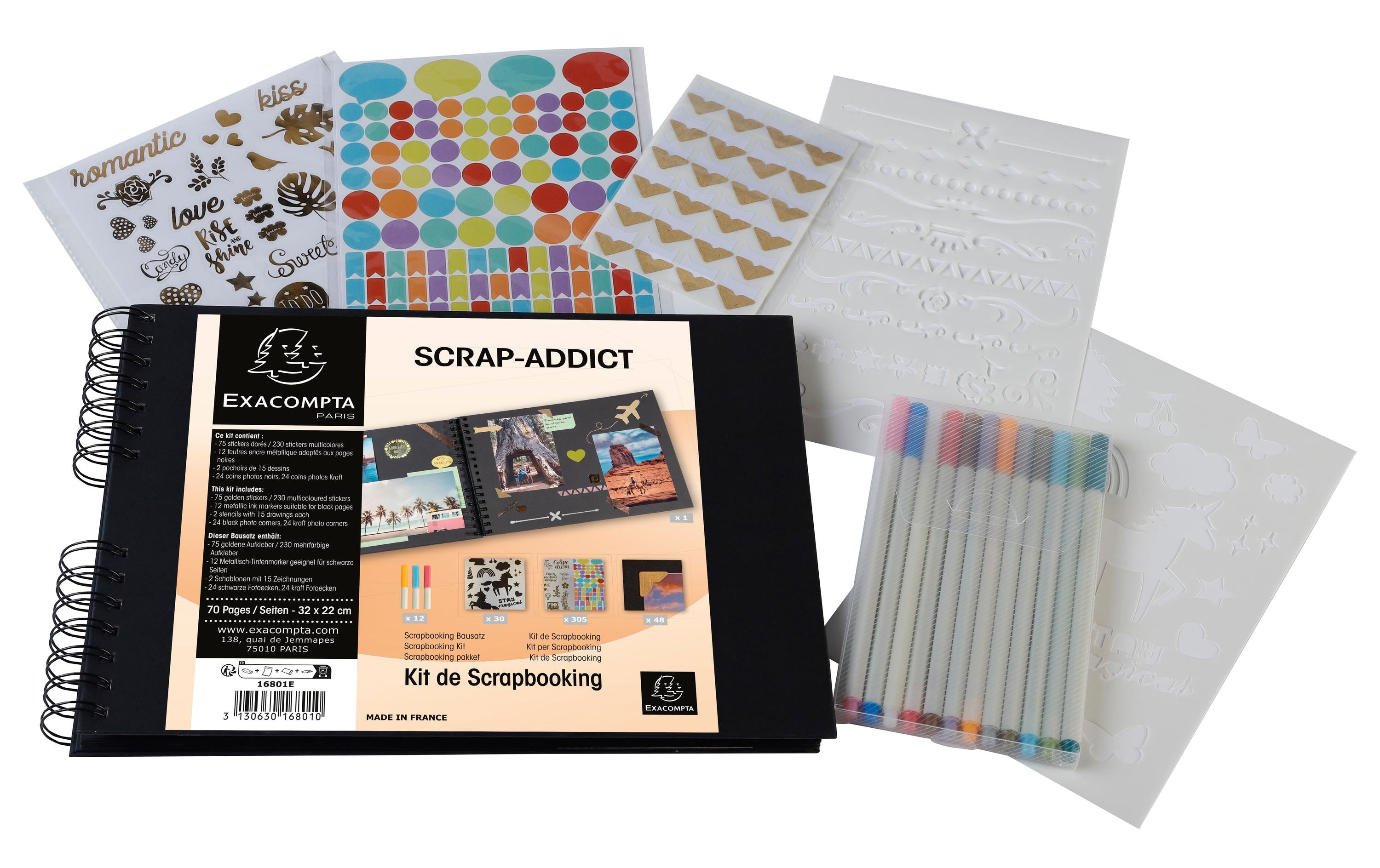 Exacompta Fotoalbum Scrap-Addict Set Schwarz