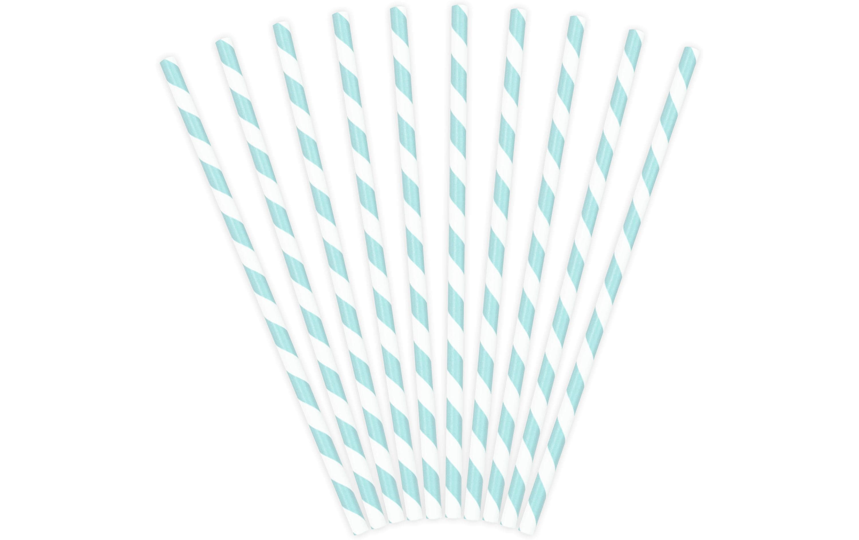 Partydeco Strohhalm 19.5 cm, 10 Stück, Hellblau/Weiss