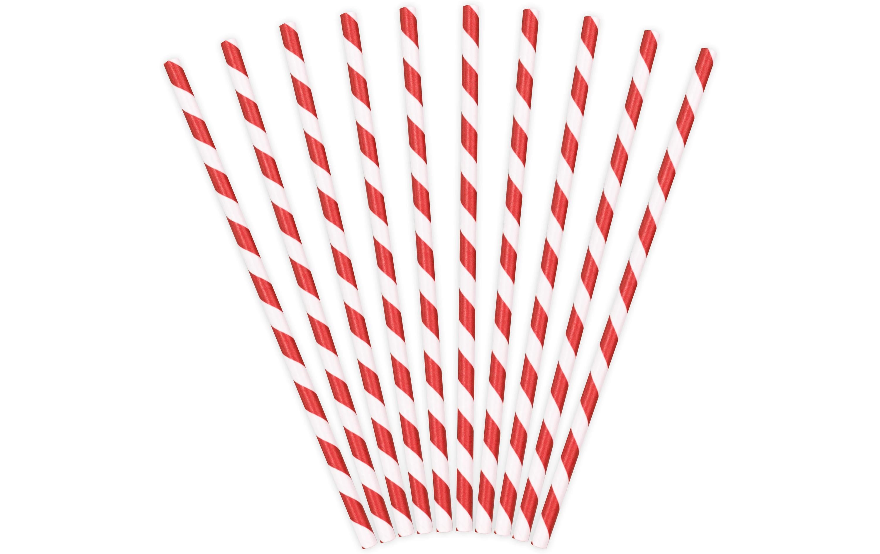 Partydeco Strohhalm 19.5 cm, 10 Stück, Rot/Weiss