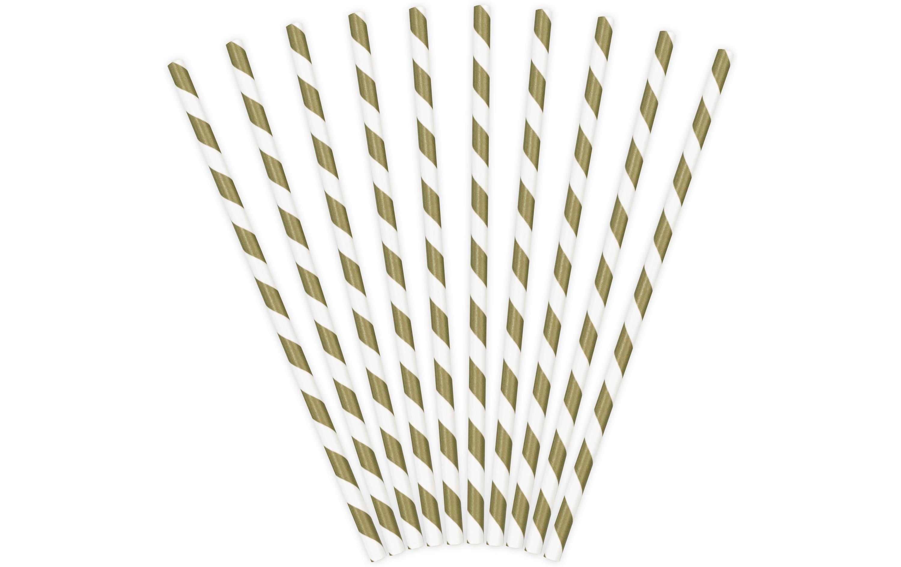 Partydeco Strohhalm 19.5 cm, 10 Stück, Gold/Weiss