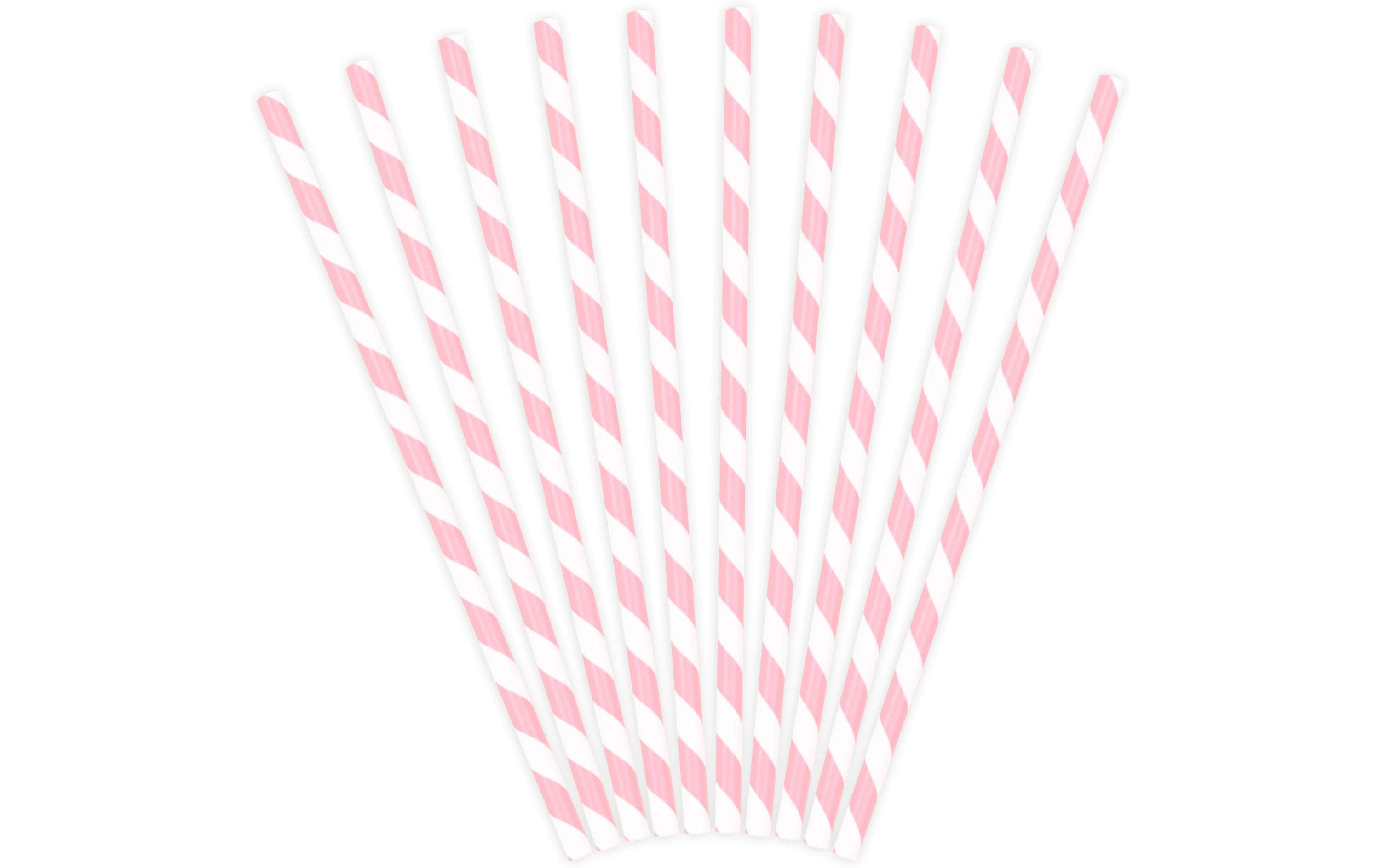 Partydeco Strohhalm 19.5 cm, 10 Stück, Rosa/Weiss