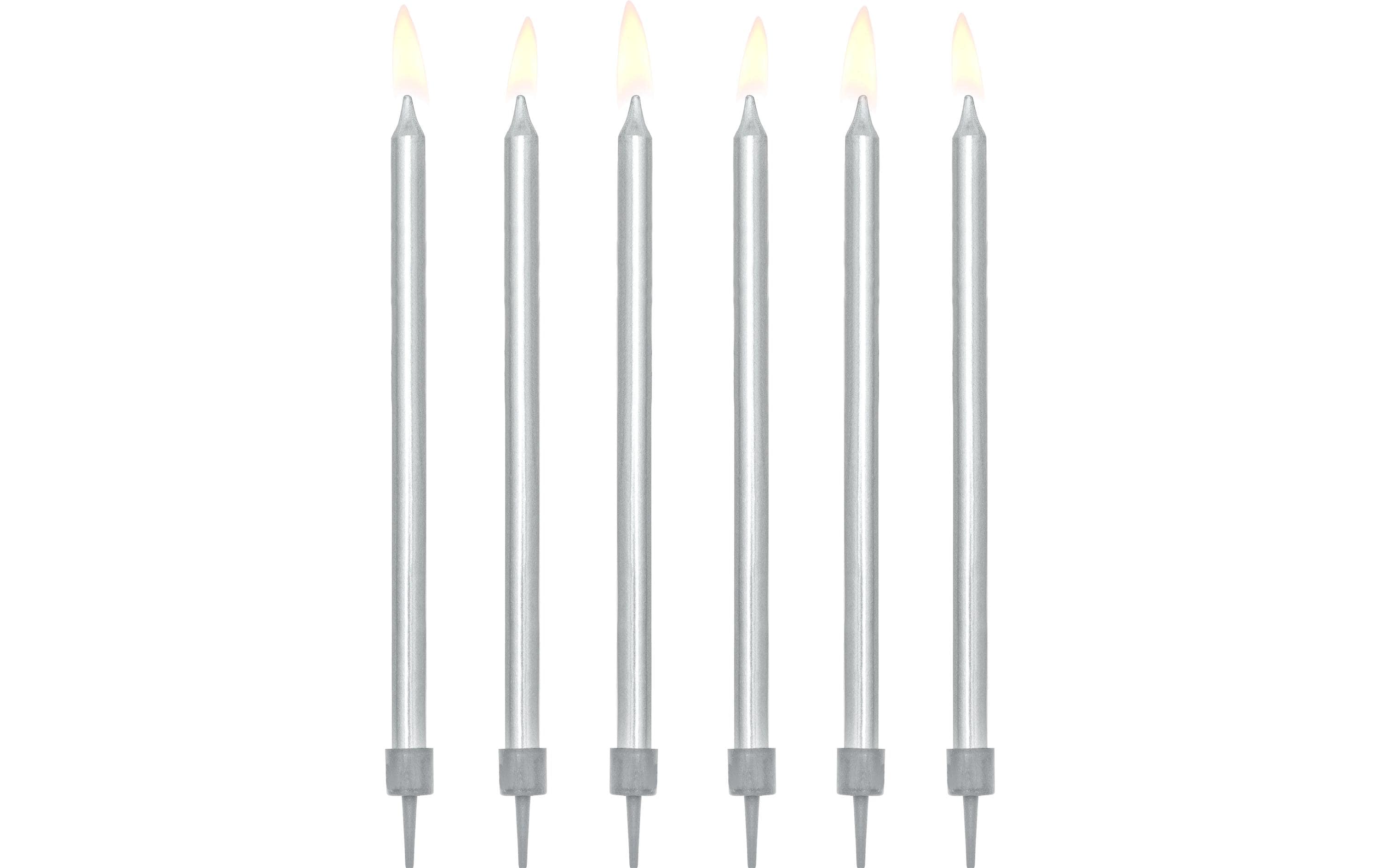 Partydeco Kerze 12.5 cm, 12-teiig, Silber