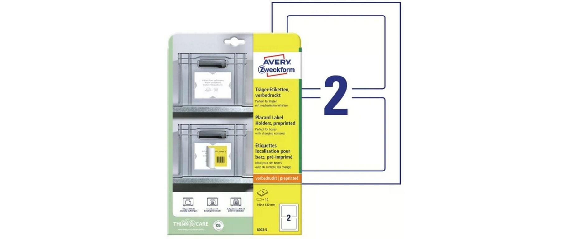 Avery Zweckform Träger-Etiketten 160 x 120 mm, 5 Blatt, 10 Stück