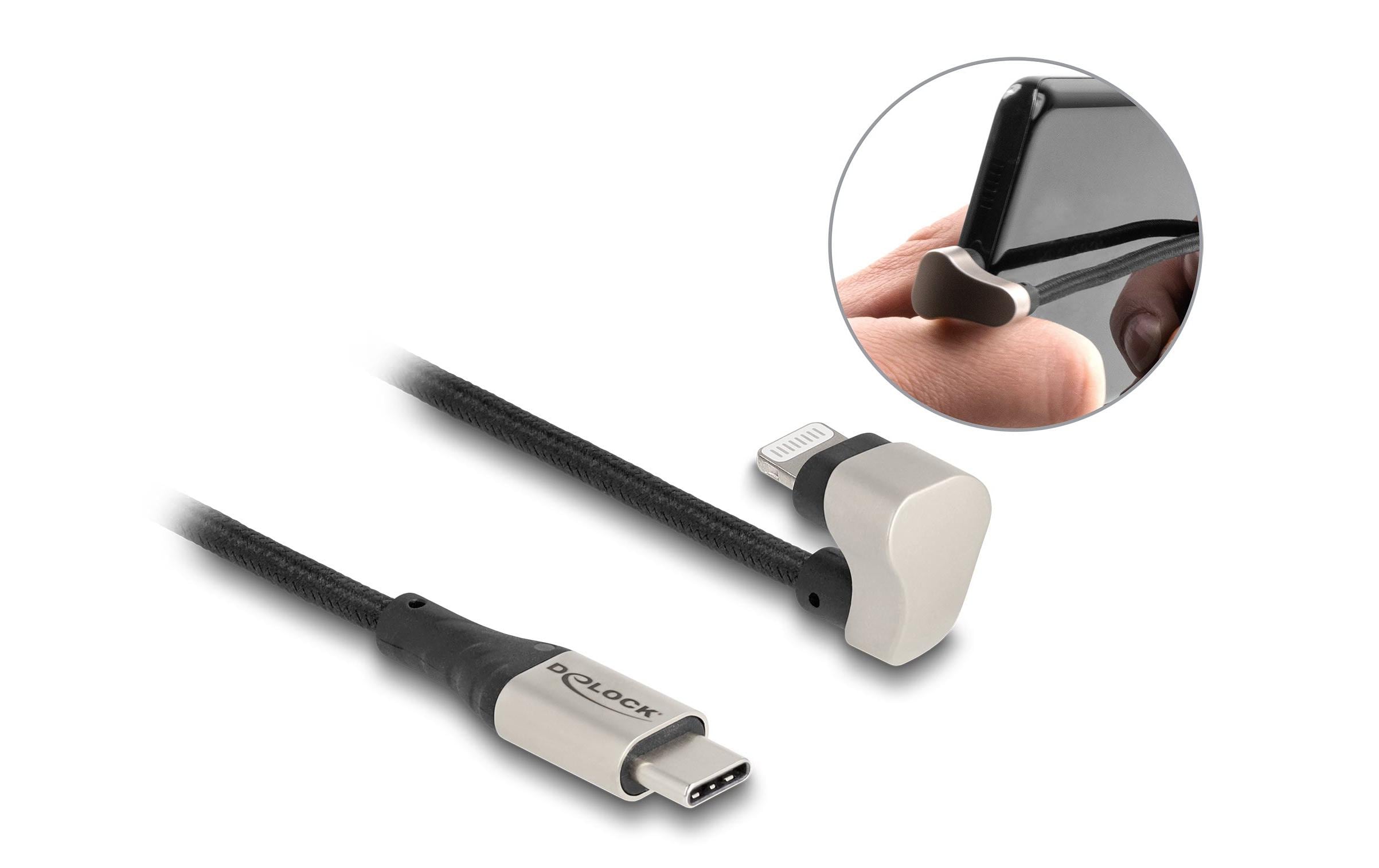 Delock USB 2.0-Kabel 180° gewinkelt USB C - Lightning 1 m
