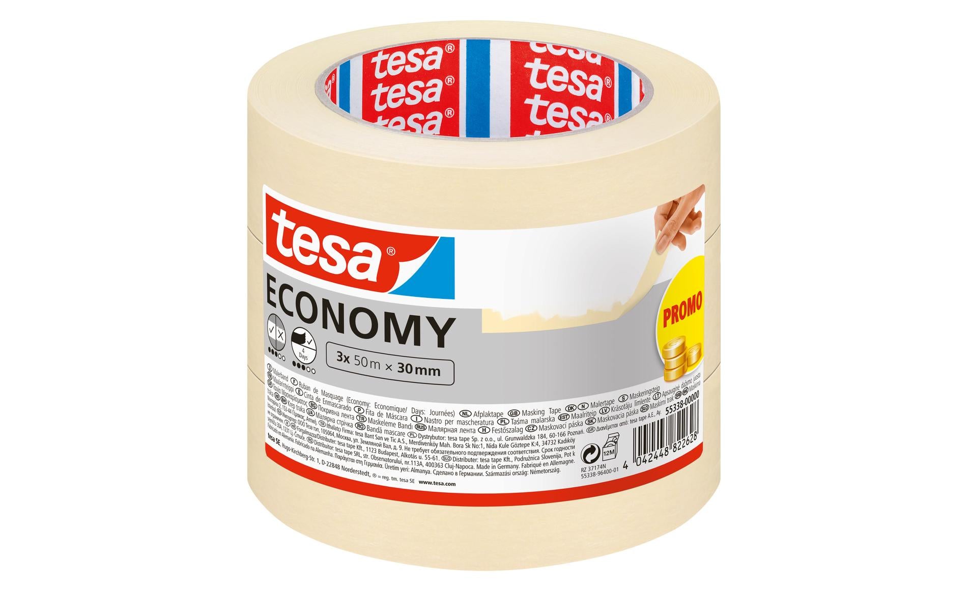 tesa Abdeckband Masking Economy, 3 x 50 m x 30 mm