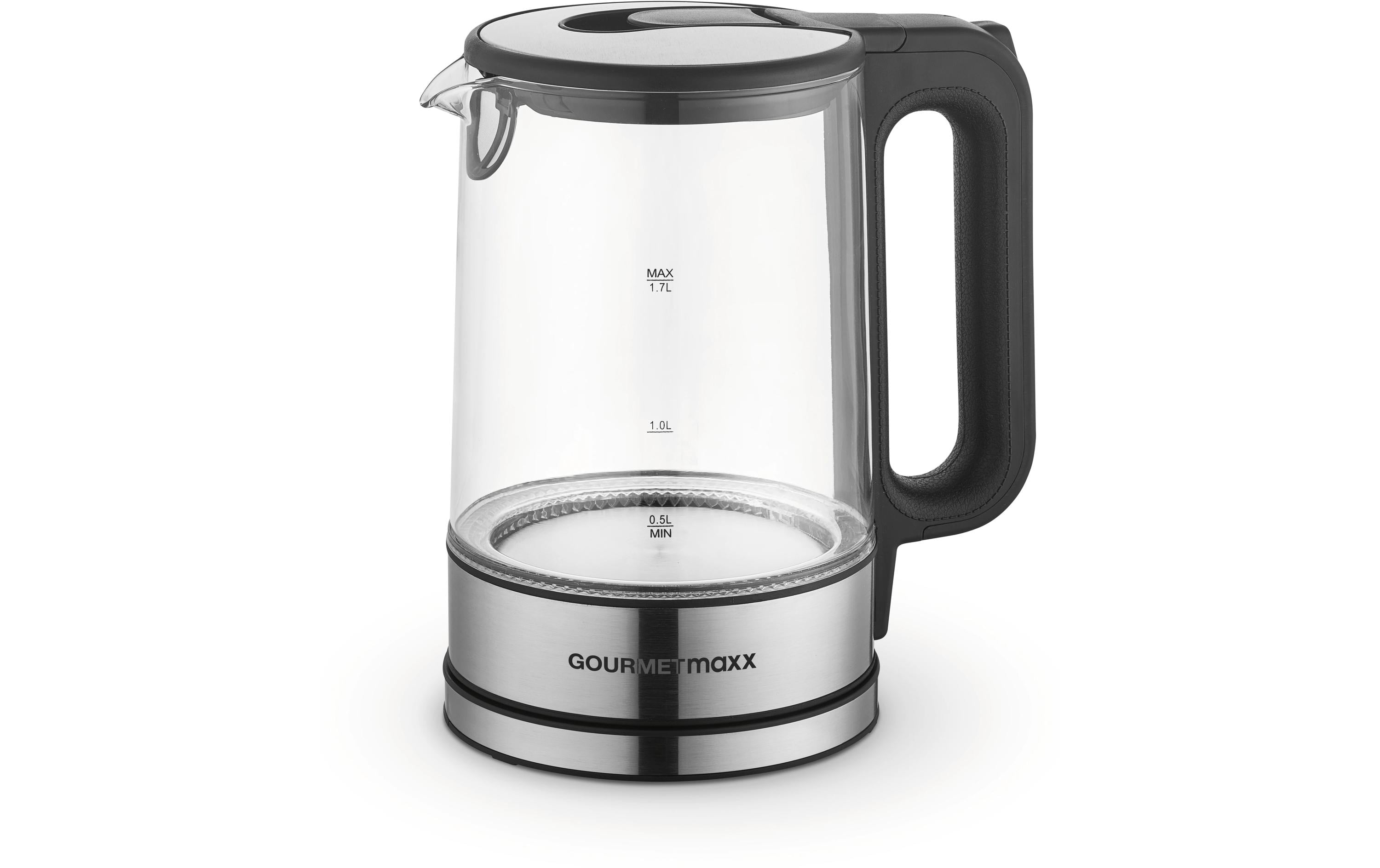 GOURMETmaxx Wasserkocher 1.7 l, Silber/Transparent