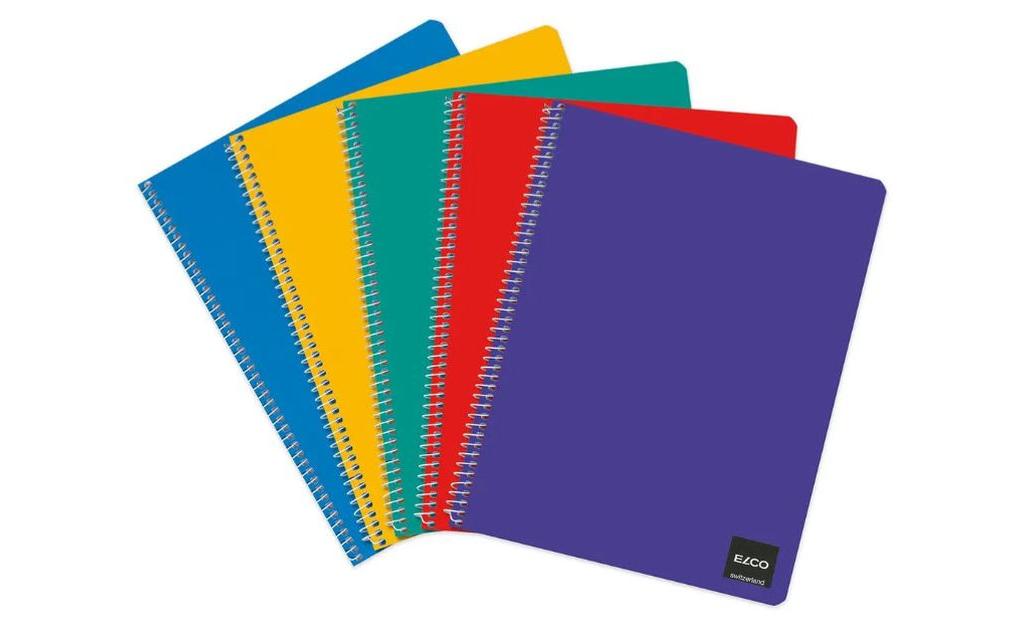 ELCO Notizbuch 7.4 x 11.1 cm, Kariert, Blau/Gelb/Grün/Rot/Violett