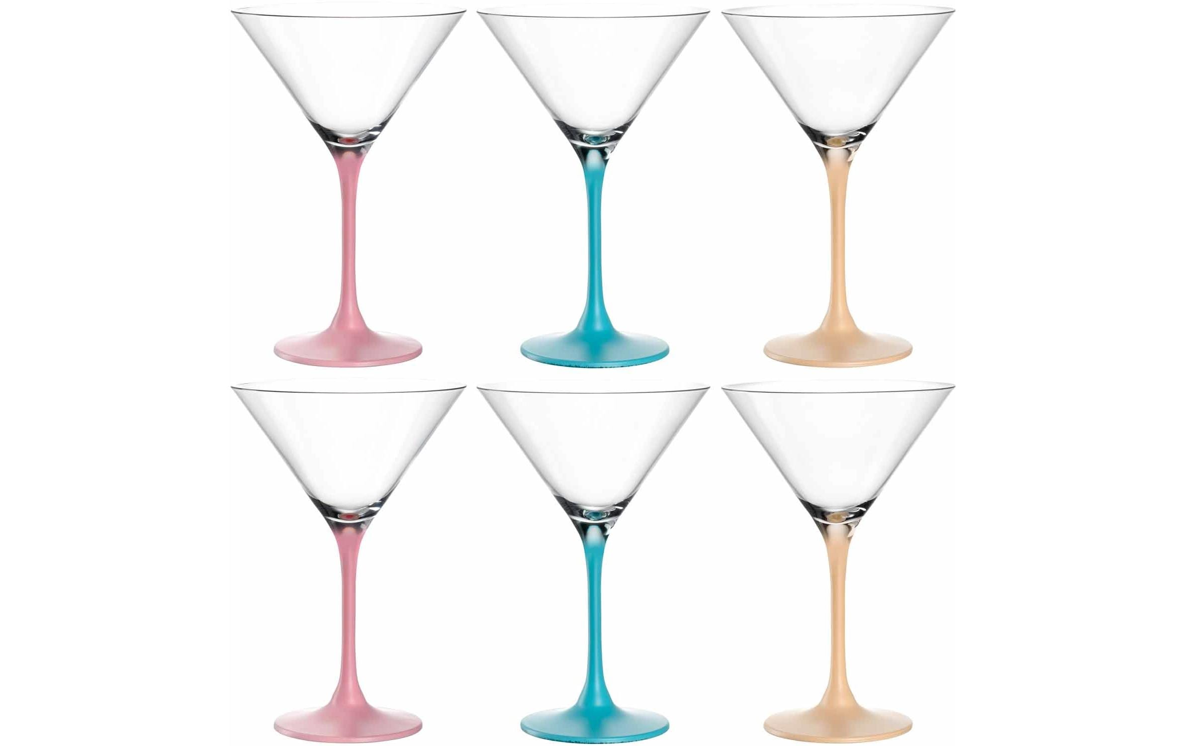 Leonardo Cocktailglas Brera 230 ml, 6 Stück, Himmelblau/Pfirsich/Rosa