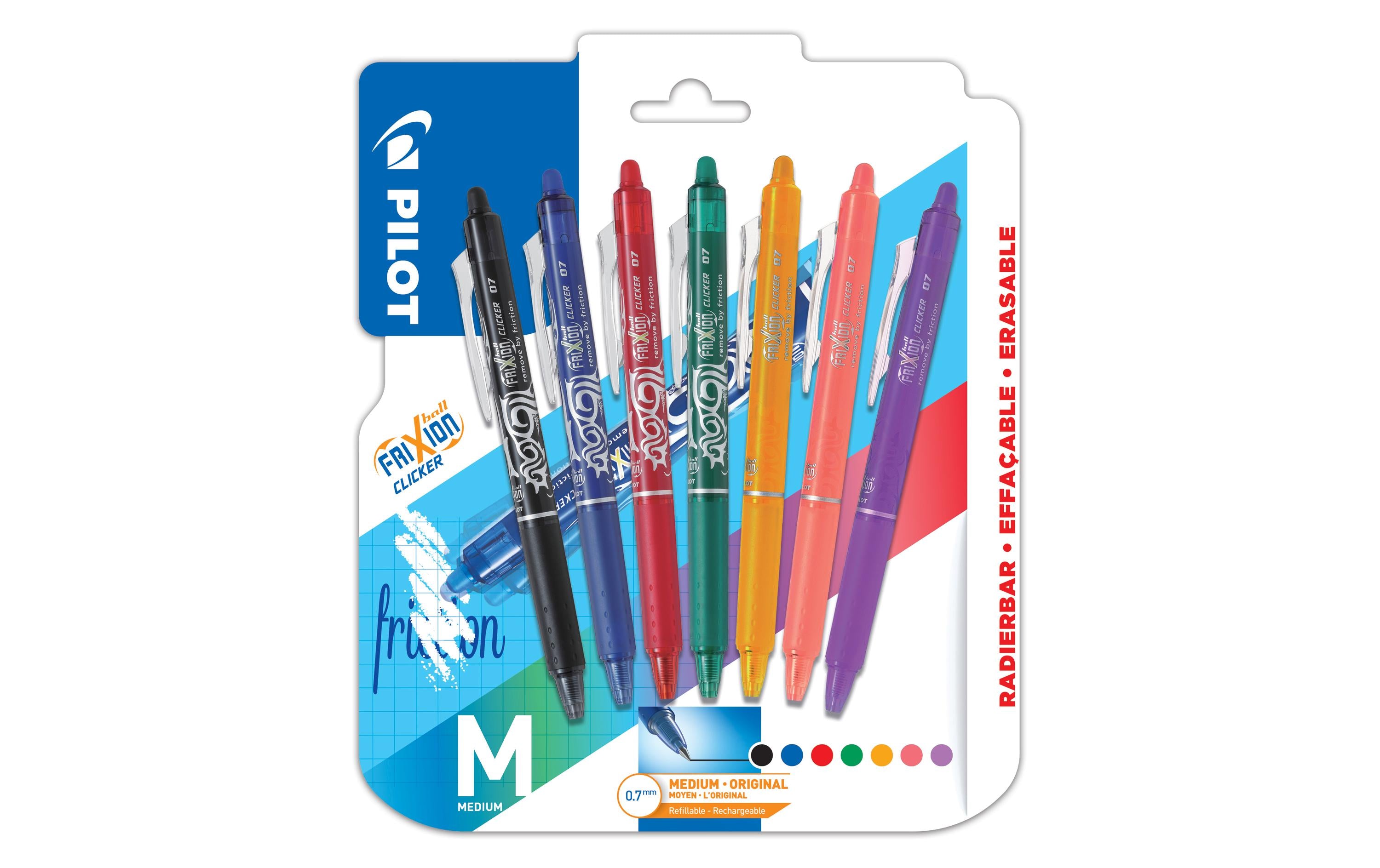 Pilot Rollerball FriXion Clicker 7er Set 0.35 mm, Mehrfarbig