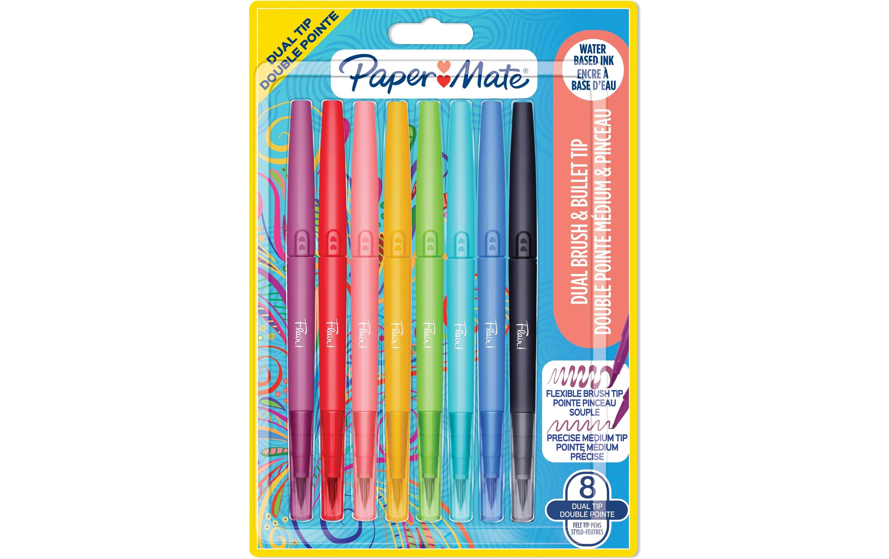 Paper Mate Brushpen Flair Dual Medium, 8 Stück