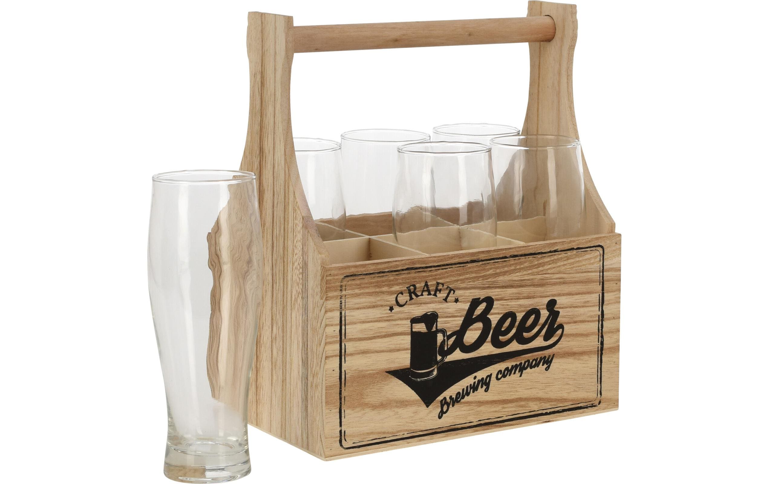 FURBER Bierglas Halter mit 6 Gläser 400 ml, 1 Stück, Transparent