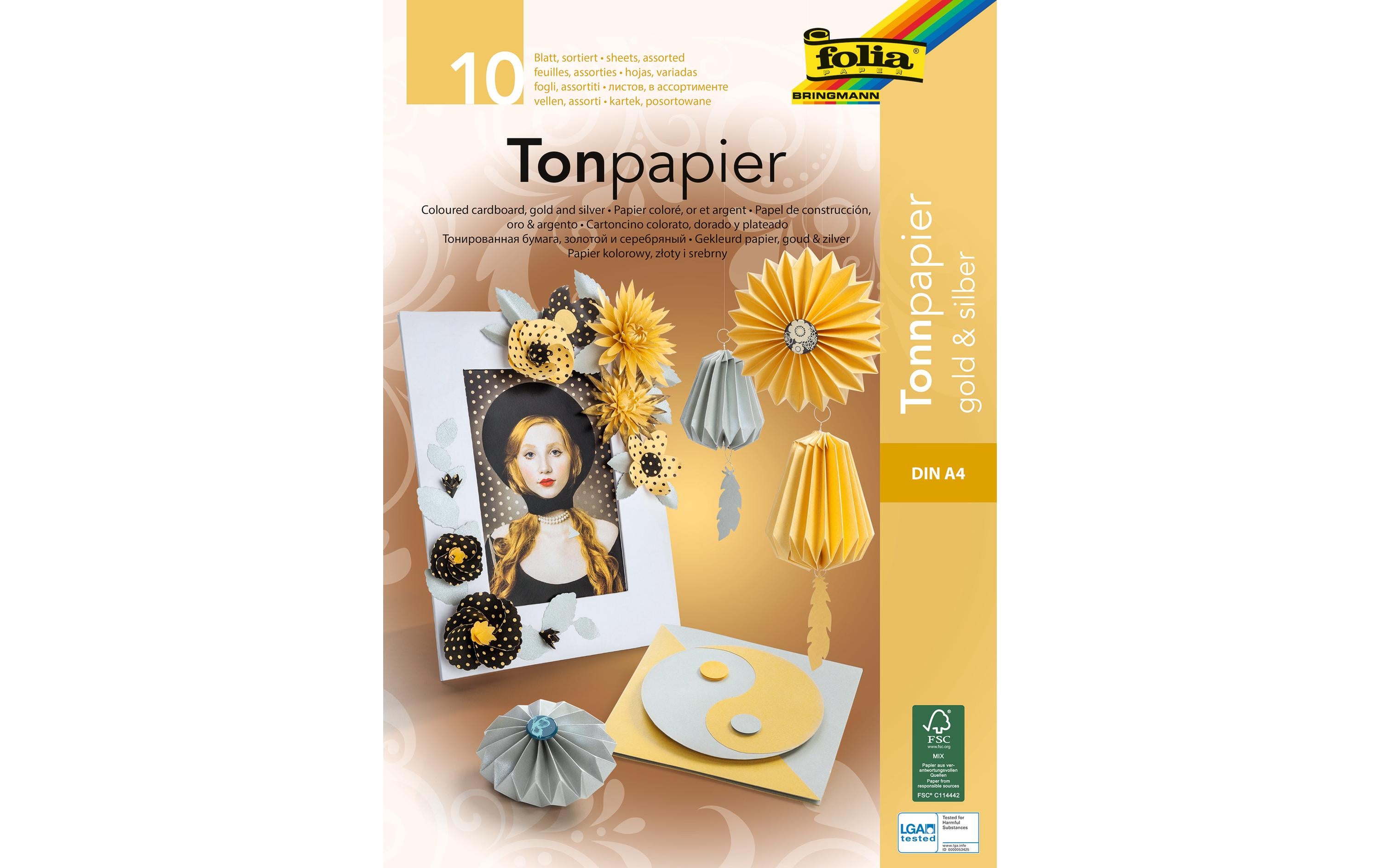 Folia Tonzeichenpapier A4 Gold/Silber