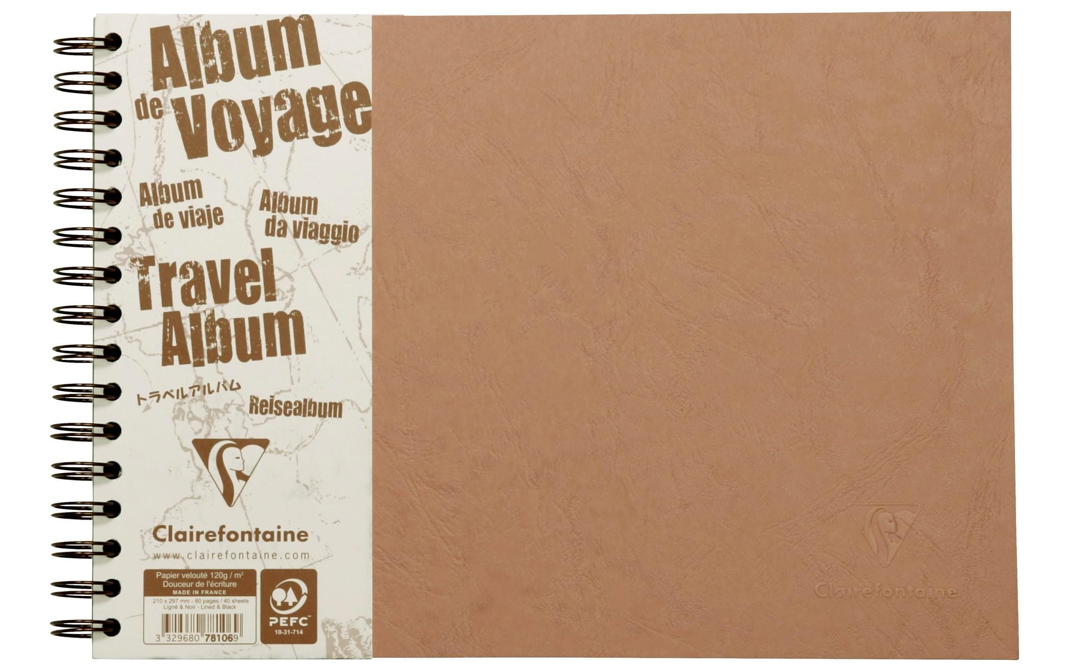 Clairefontaine Fotoalbum AgeBag A4 quer, 40 Blatt, Tabak