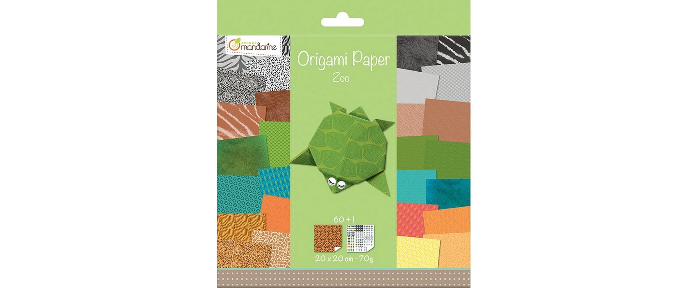 Avenue Mandarine Faltblätter Origami Papier Zoo 60 Blatt, 20 x 20 cm