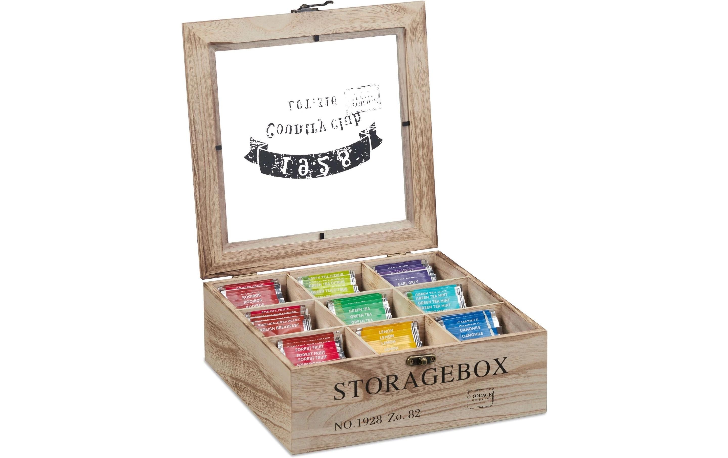 relaxdays Teebeutel-Box Braun