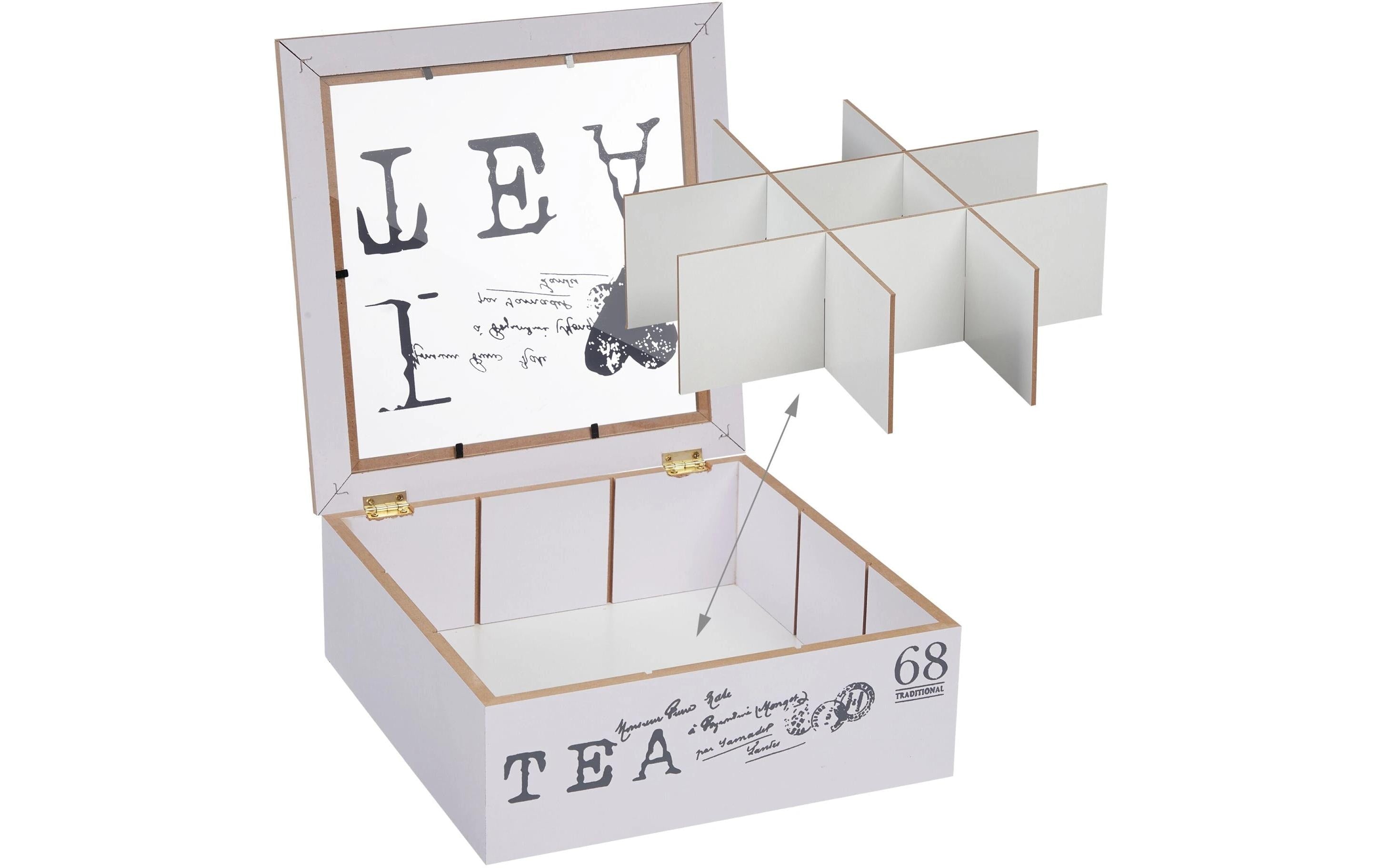 relaxdays Teebeutel-Box Grau/Weiss