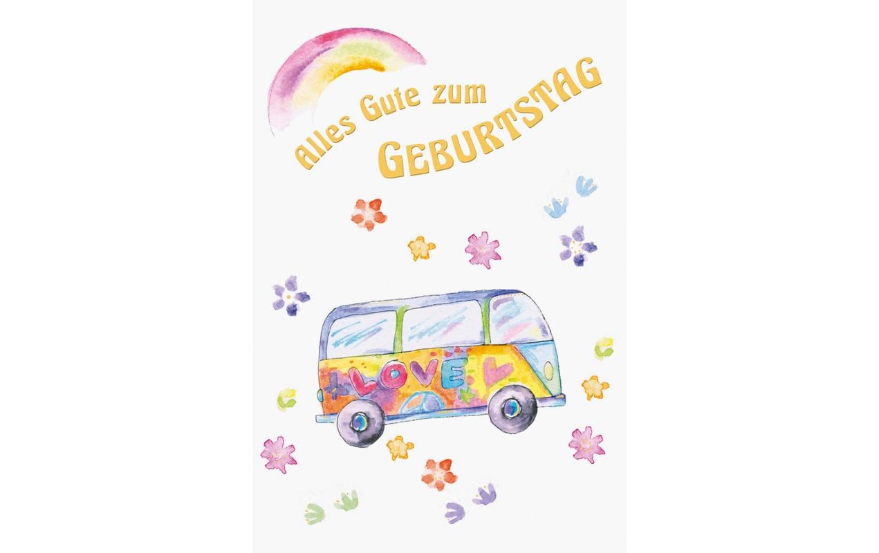 ABC Geburtstagskarte Hippiebus B6