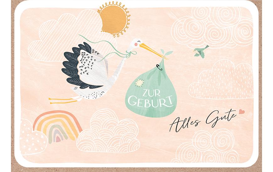 ABC Glückwunschkarte zur Geburt B6