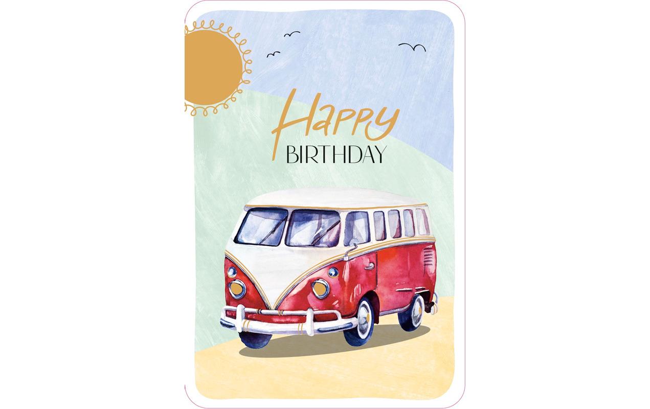 ABC Geburtstagskarte Bulli B6