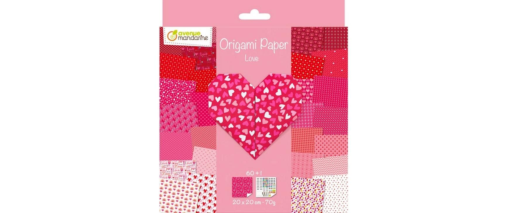 Avenue Mandarine Faltblätter Origami Love 60 Blatt, 20 x 20 cm