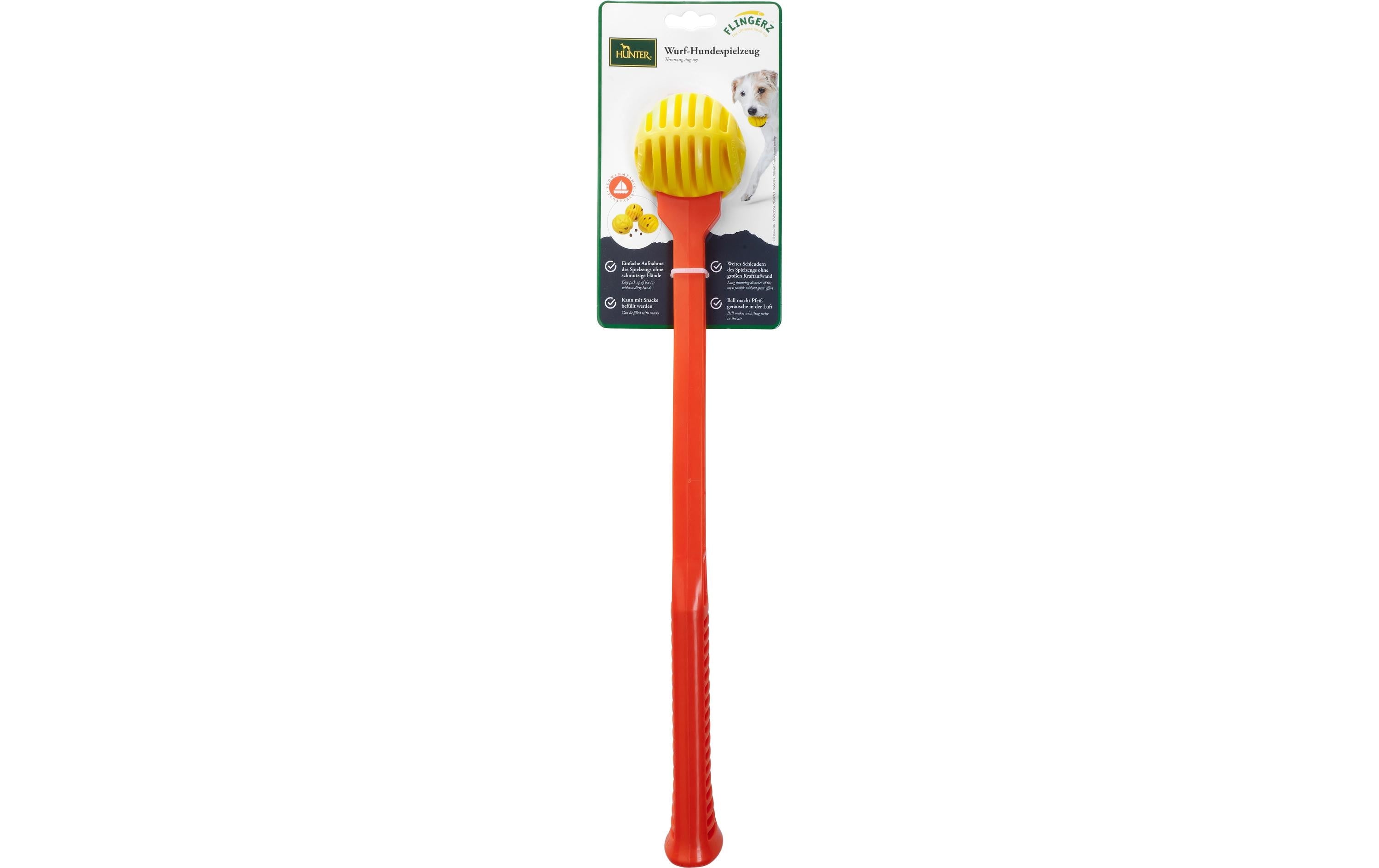 Hunter Hunde-Spielzeug Flingerz Ball mit Launcher, Orange/Gelb