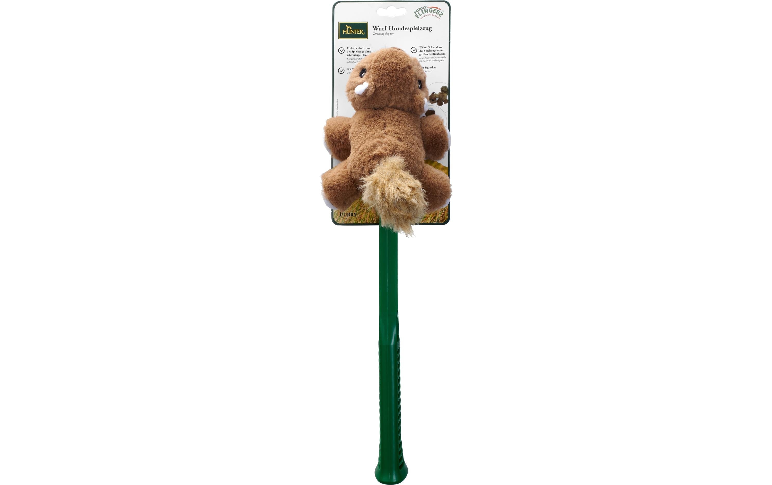 Hunter Hunde-Spielzeug Flingerz Furry Eichhörnchen, Braun/Grün