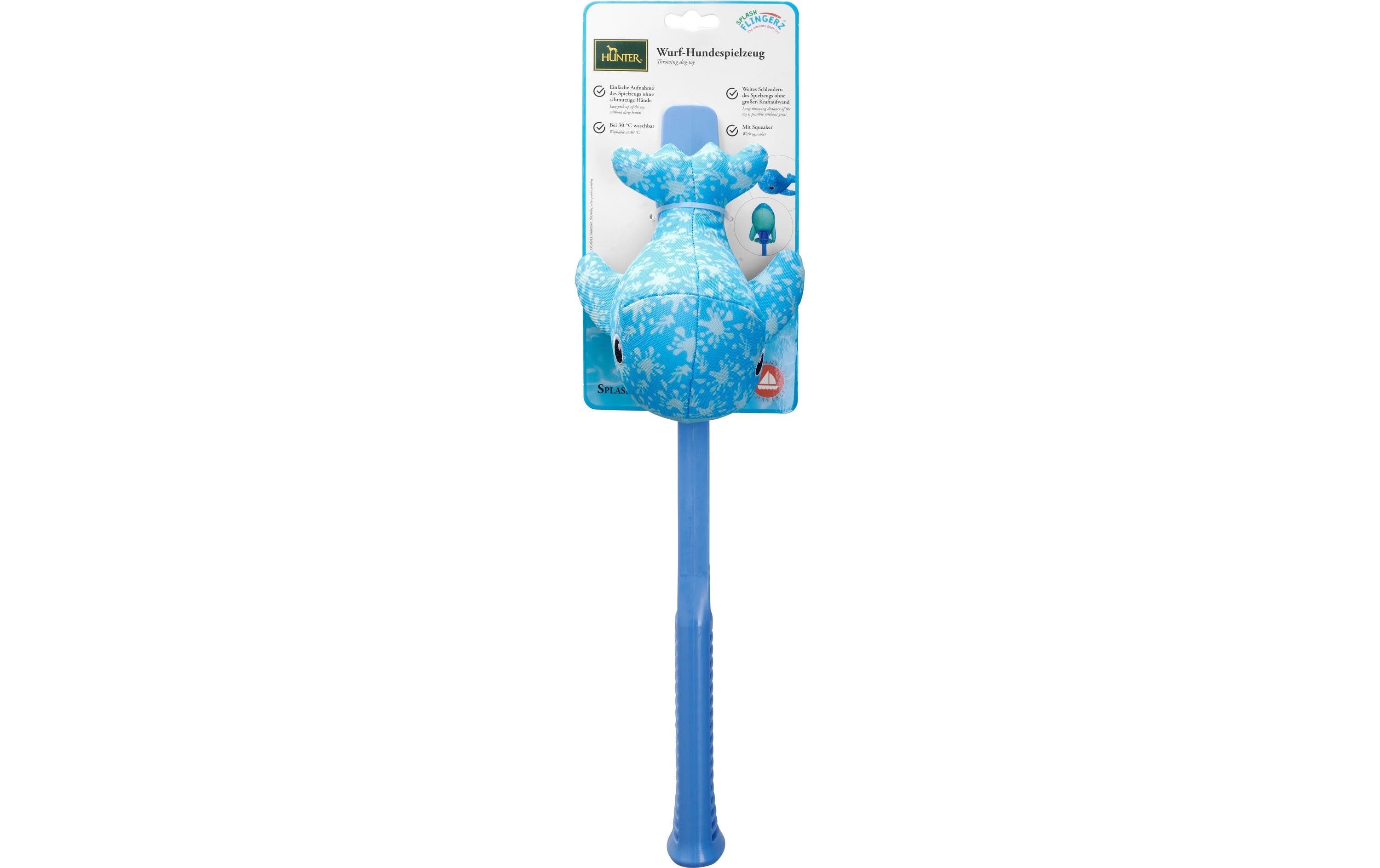 Hunter Hunde-Spielzeug Flingerz Splash Wal, Blau