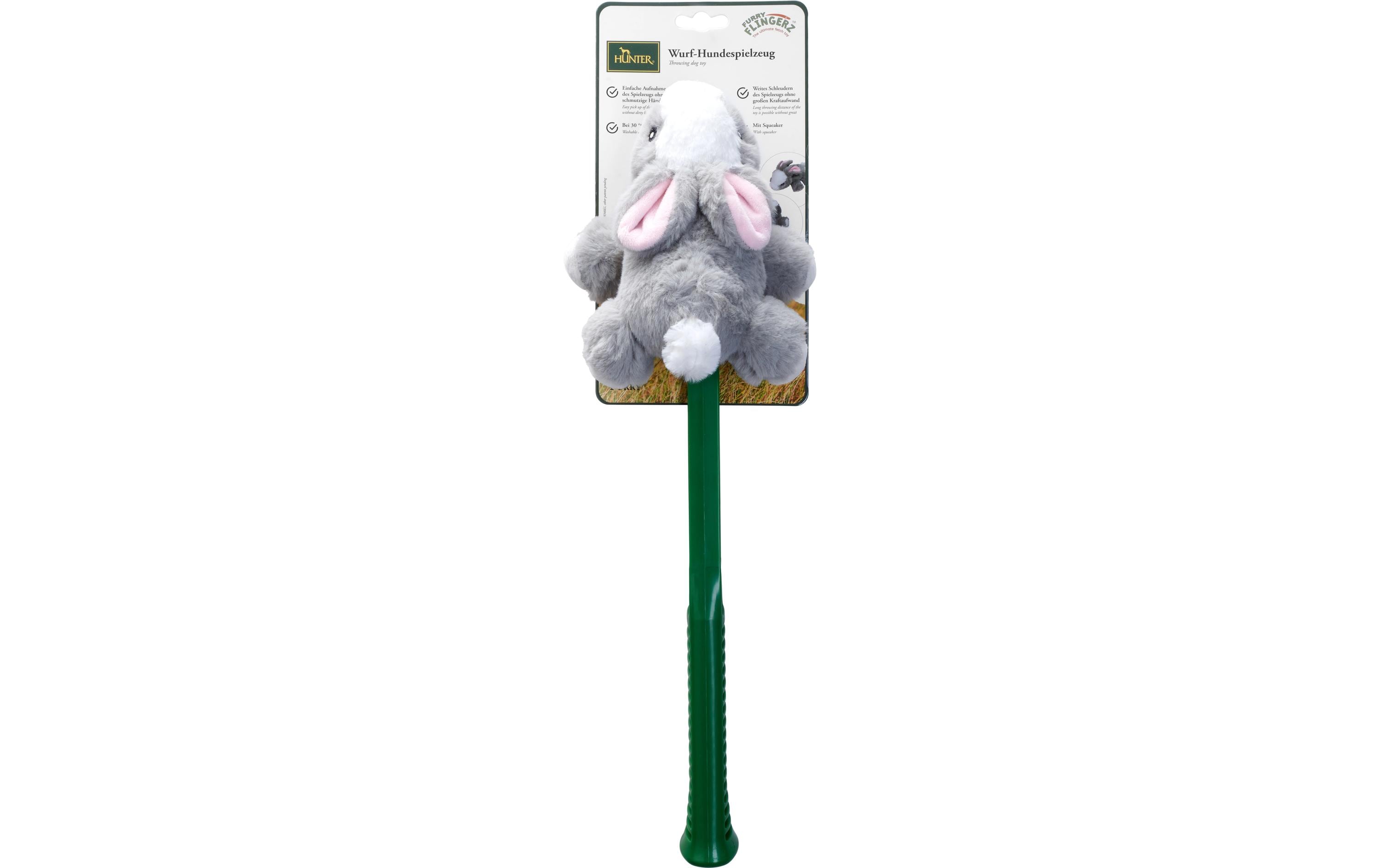Hunter Hunde-Spielzeug Flingerz Furry Hase, Grün/Grau