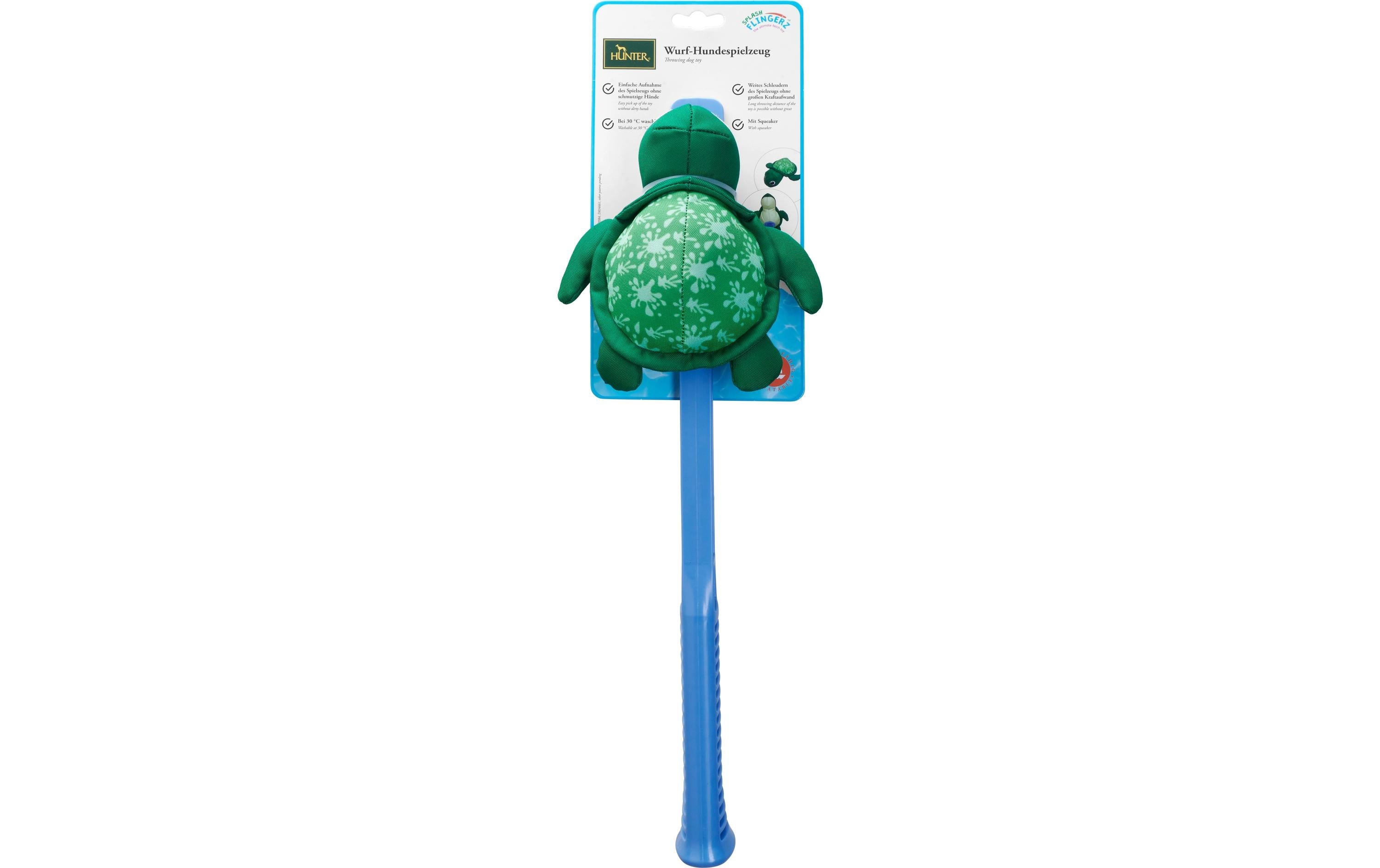 Hunter Hunde-Spielzeug Flingerz Splash Schildkröte, Blau/Grün