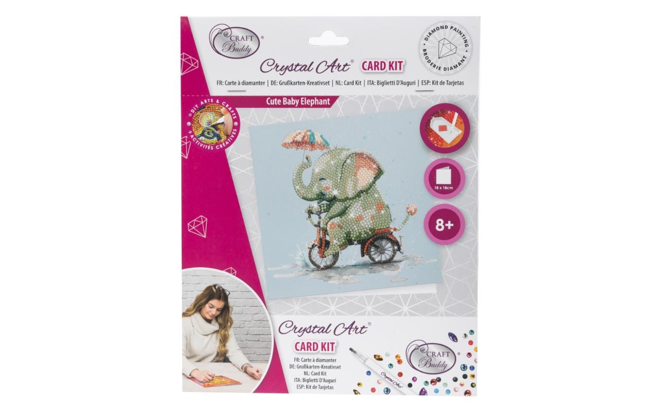 CRAFT Buddy Bastelset Crystal Art Card Elefant