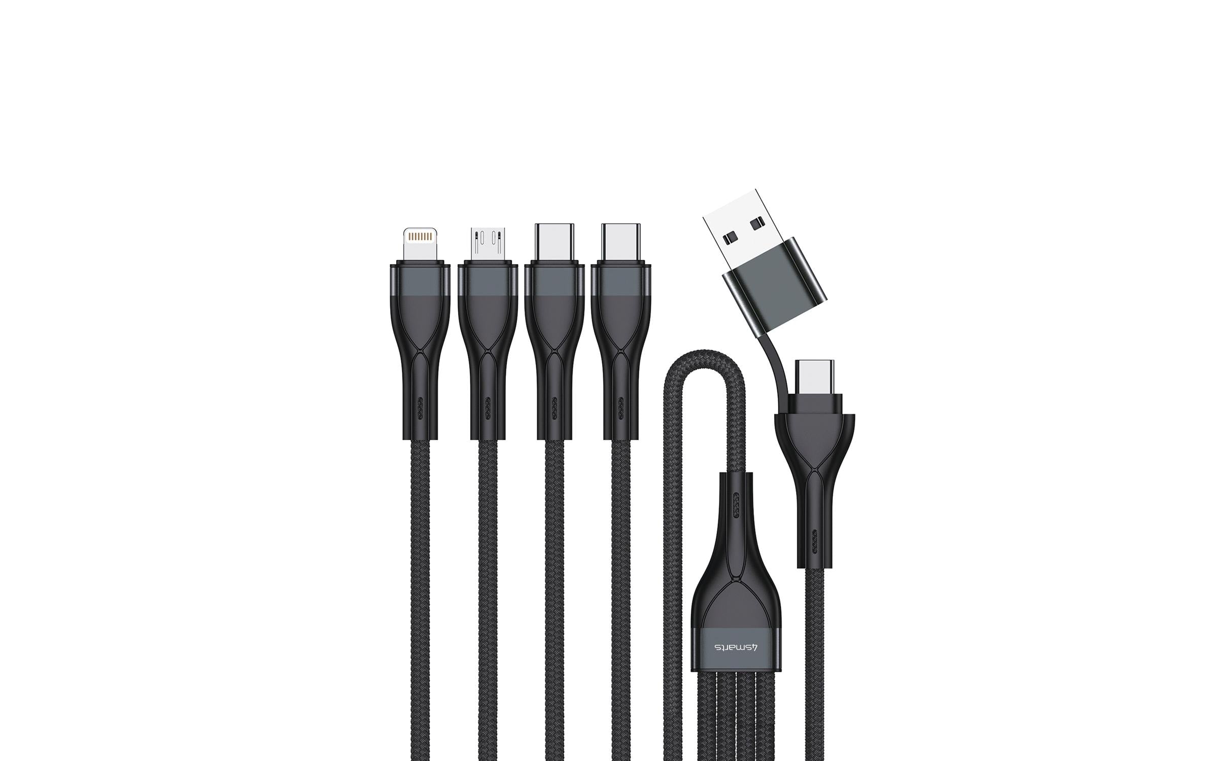 4smarts USB-C/A Multi-Ladekabel 4in2 1.2 m, Schwarz
