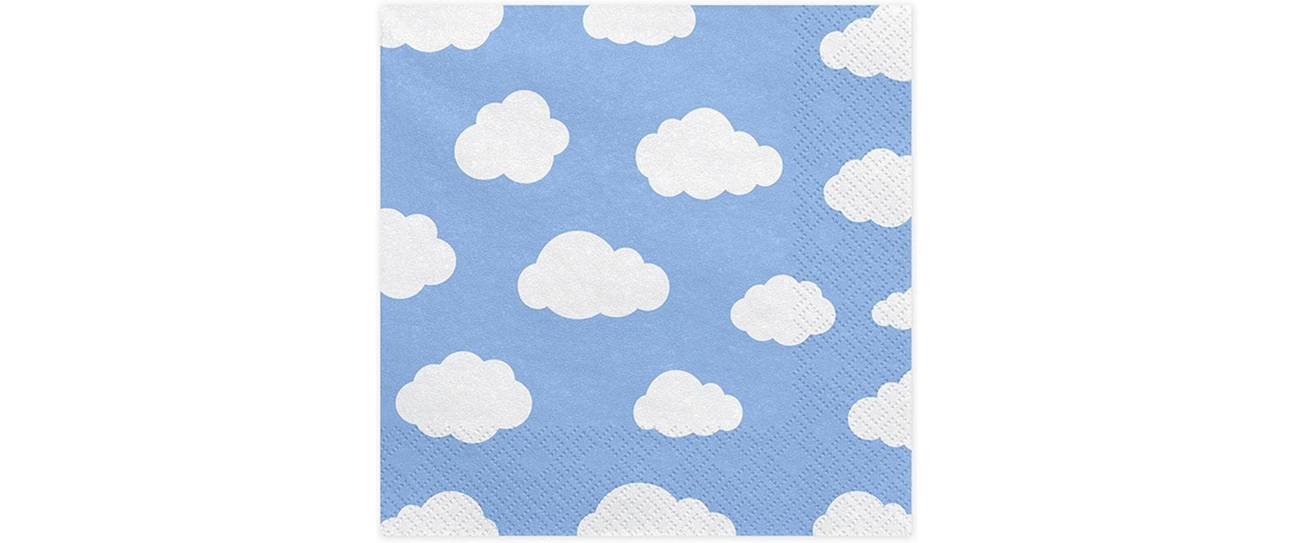 Partydeco Papierservietten Wolken Blau, 33 x 33 cm, 20 Stück