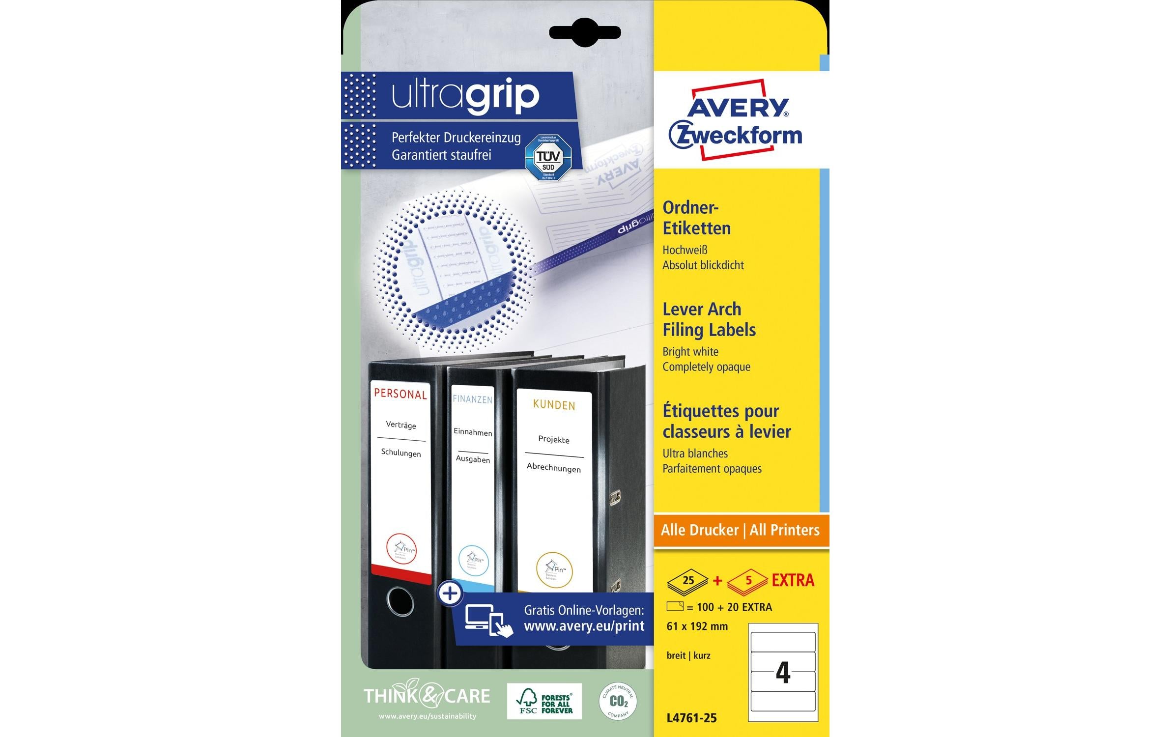 Avery Zweckform Ordneretiketten L4761 192 x 61 mm