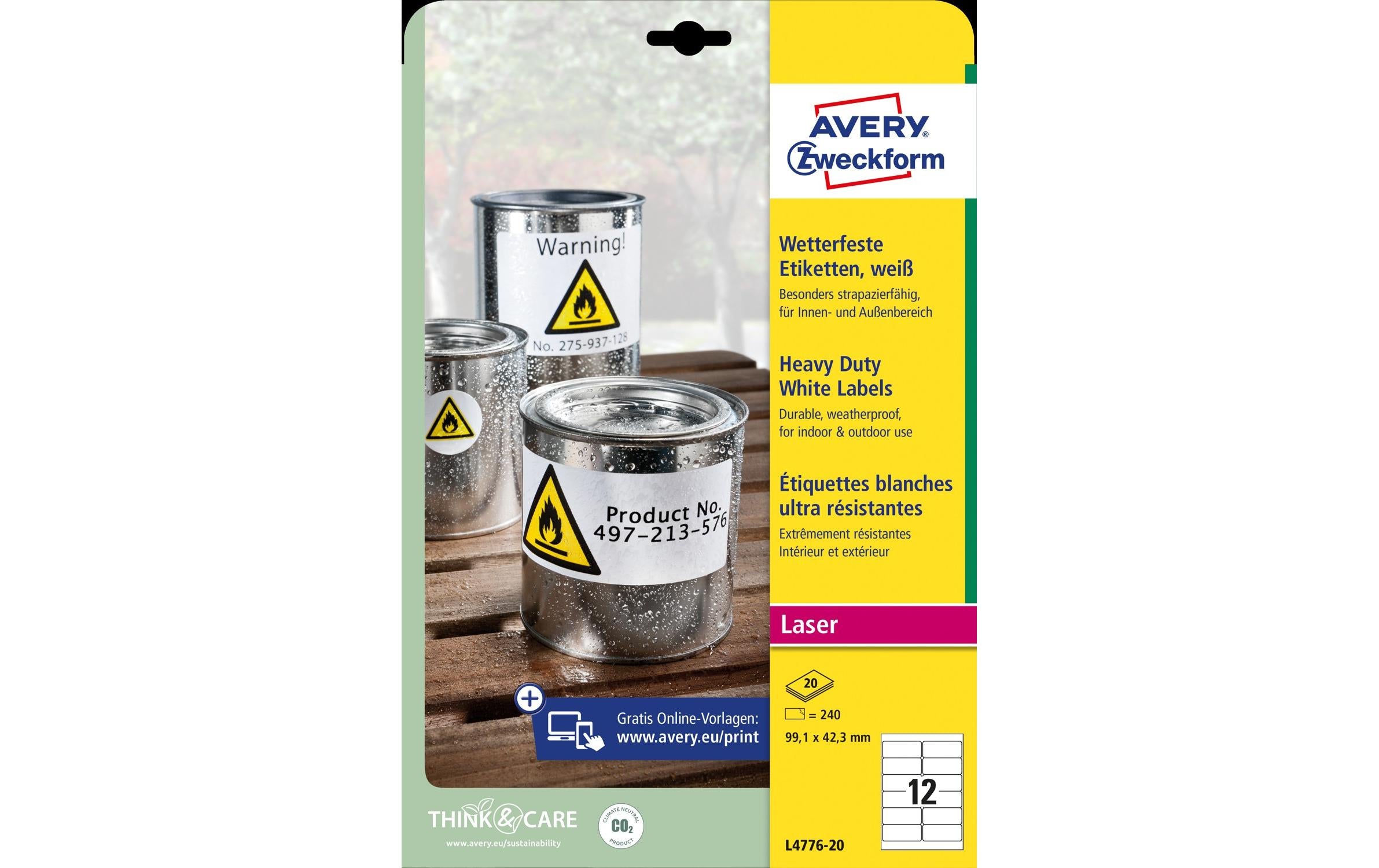 Avery Zweckform Universal-Etiketten L4776-20 Wetterfest