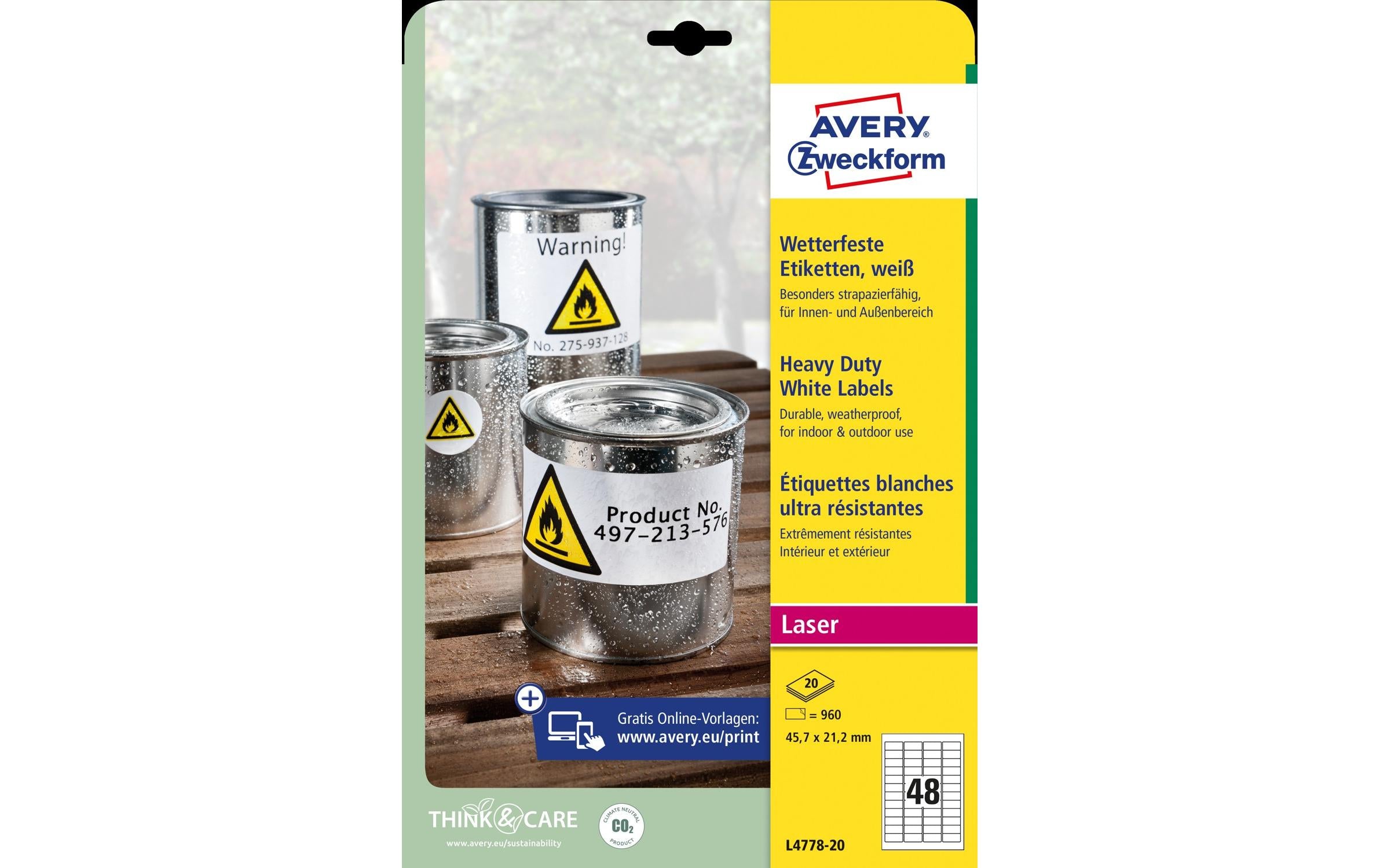Avery Zweckform Universal-Etiketten L4778-20 Wetterfest